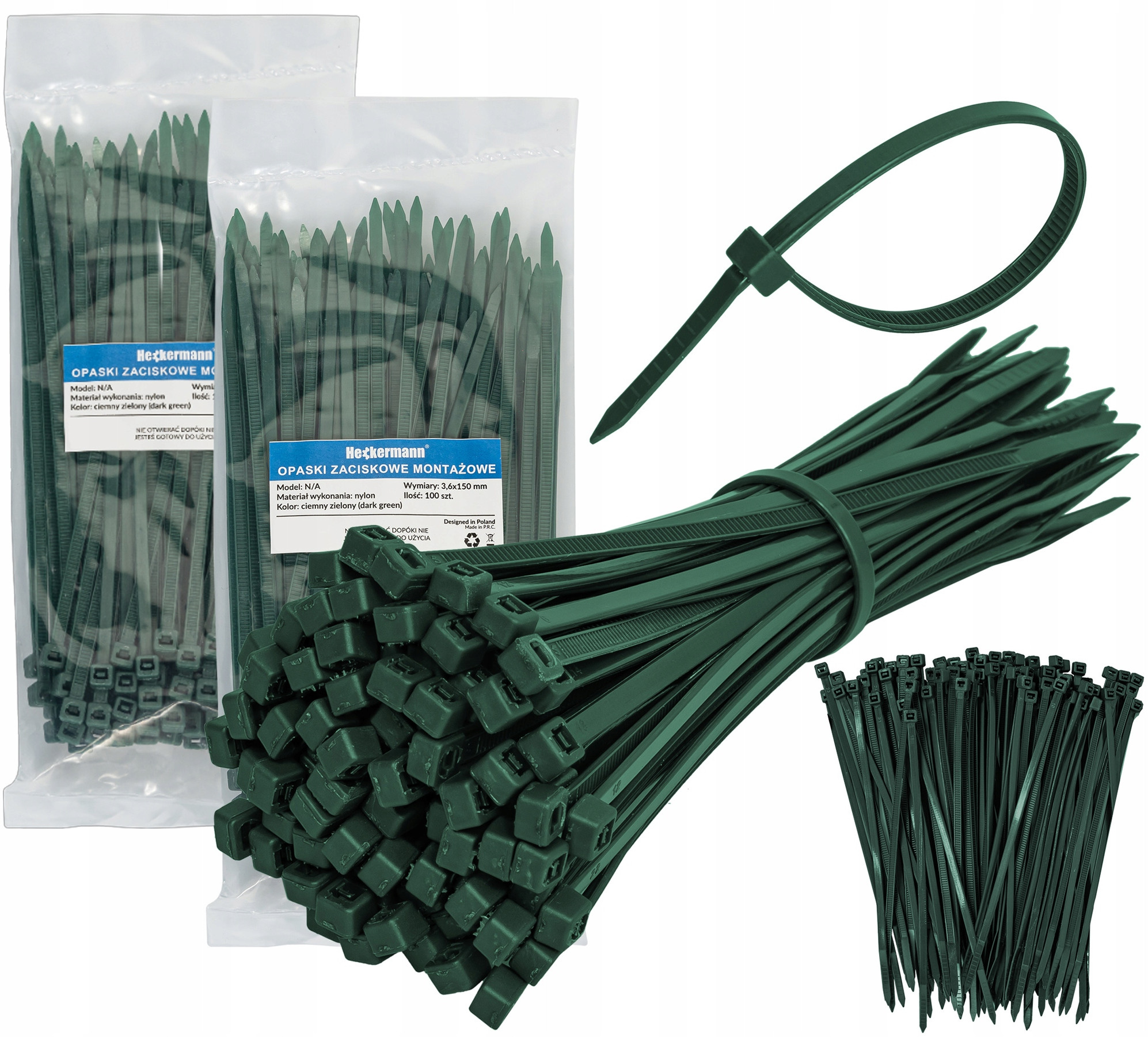 Szybki montaż dzięki 200 zielonym opaskom zaciskowym