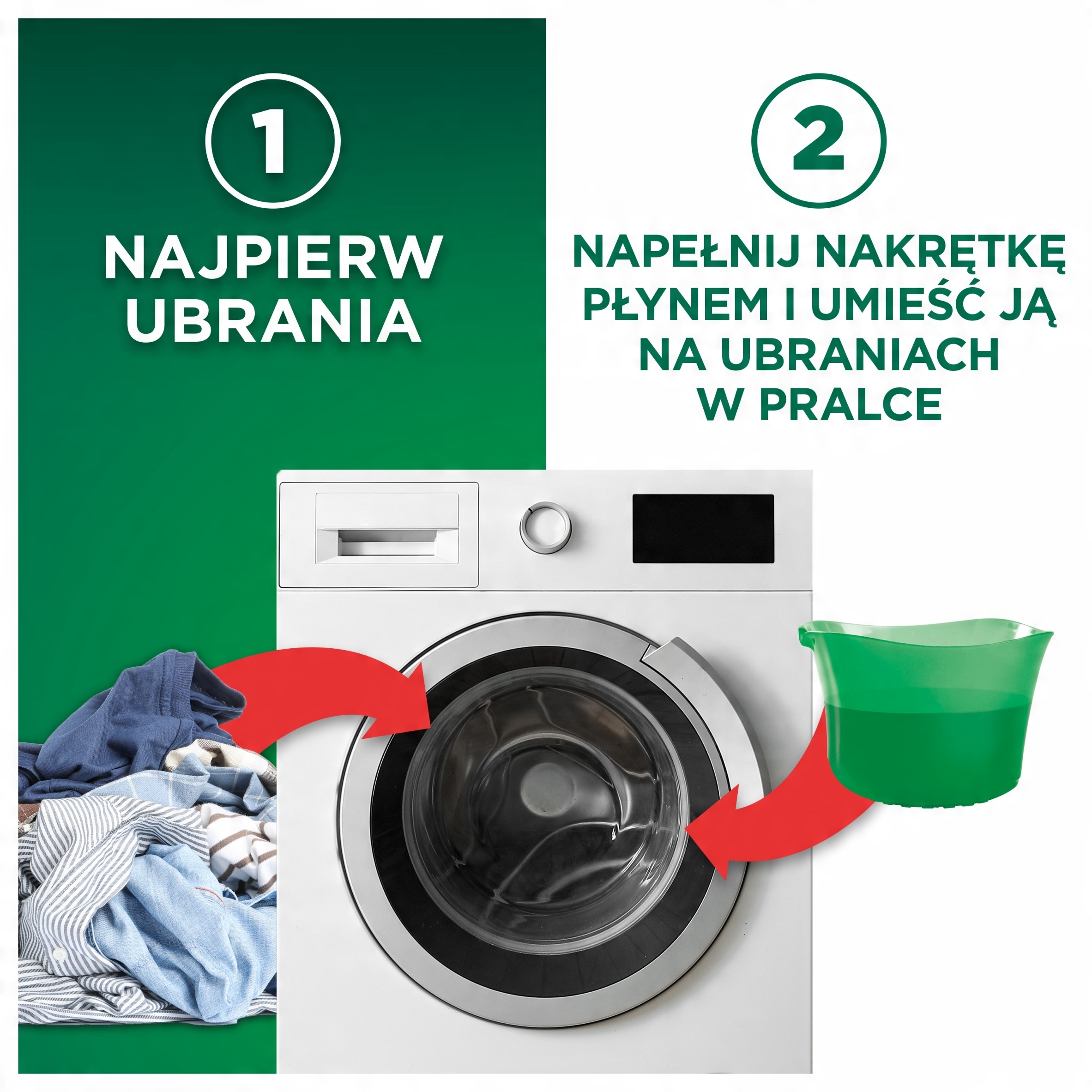 Wstępne usuwanie plam z zieloną nakrętką