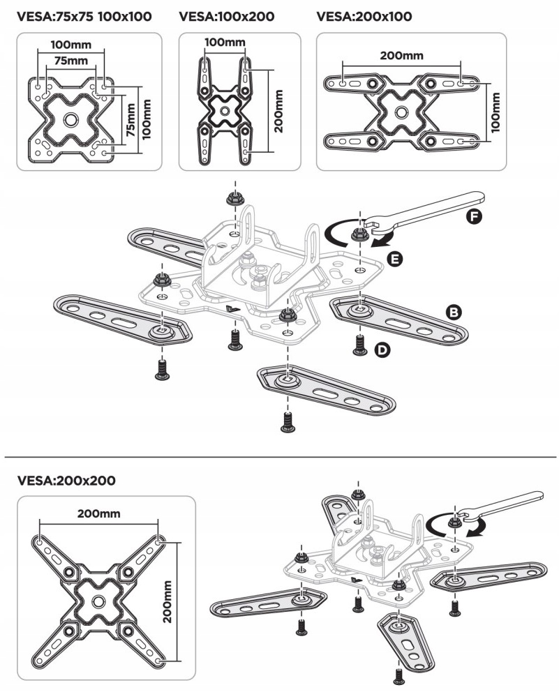 Uchwyt zgodny ze standardem VESA do 200x200