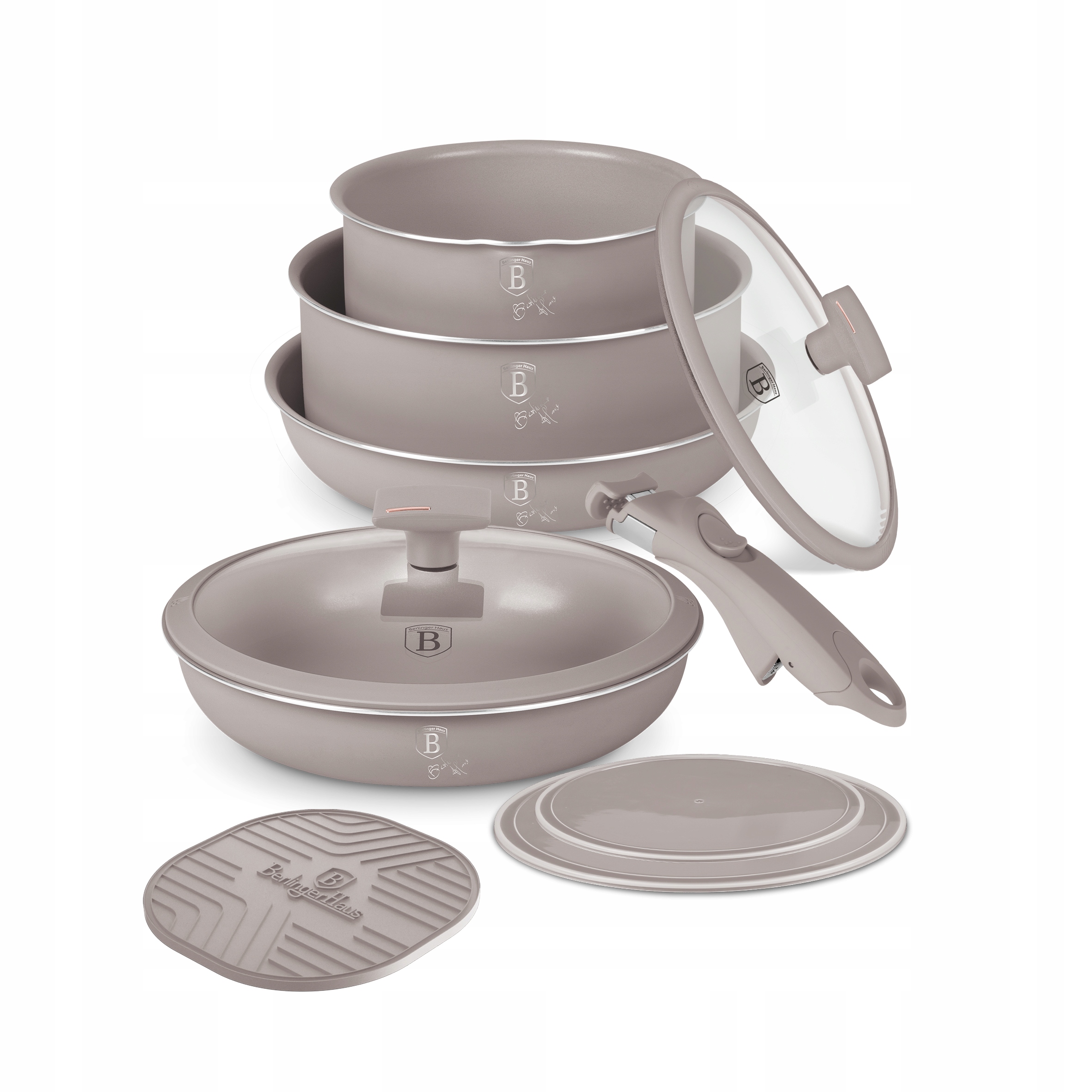 Zestaw Garnków Tytanowych 9 Elem. Berlinger Haus BH-8255 Taupe – Elegancja i funkcjonalność w Twojej kuchni