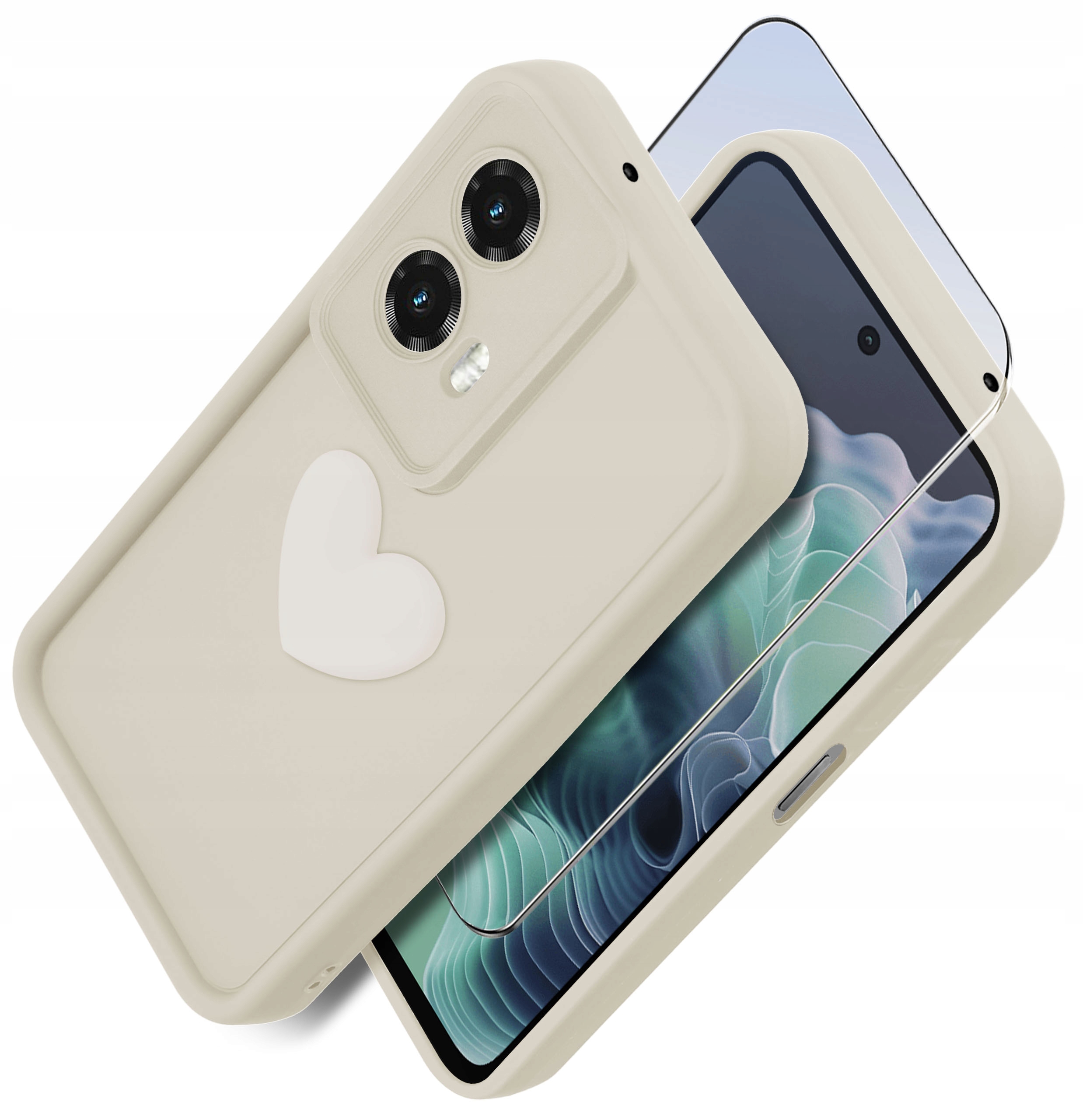Etui do Motorola Moto G35 5G silikonowe MATOWE serce + Szkło ochronne na ekran 9H