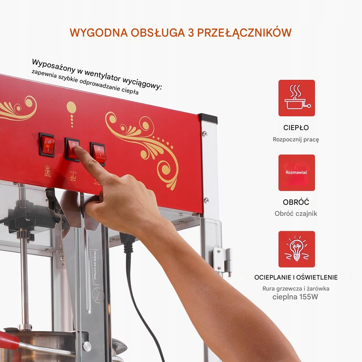 Wbudowane oświetlenie – Atrakcyjna prezentacja gotowego popcornu