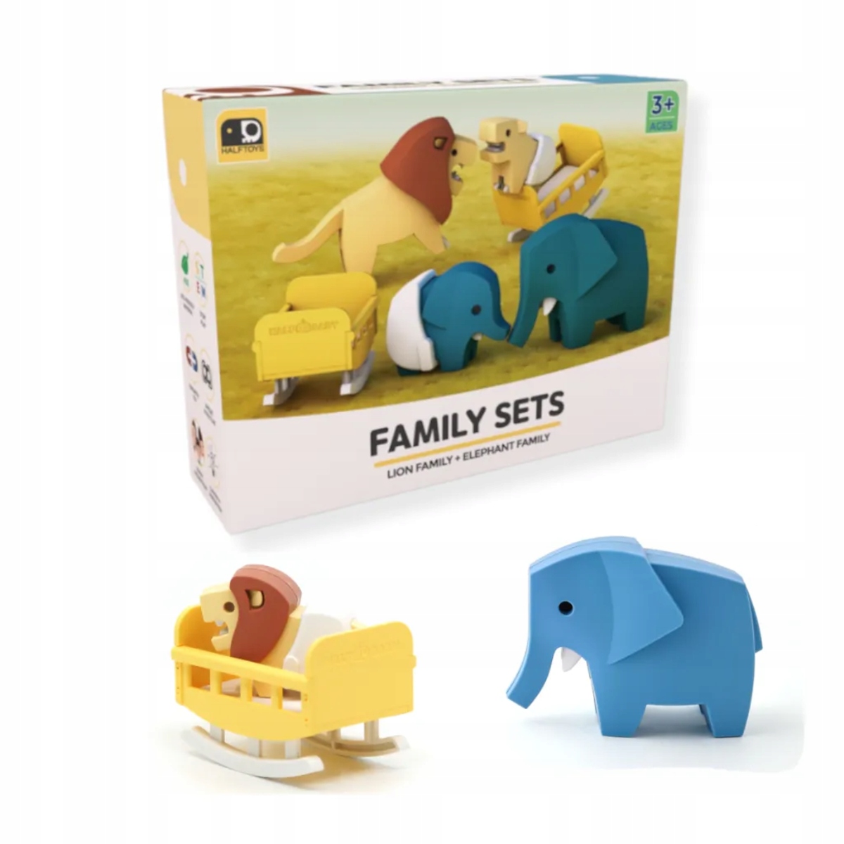 Figurki magnetyczne 3D Safari Lew i Słoń – Edukacyjna zabawa dla dzieci