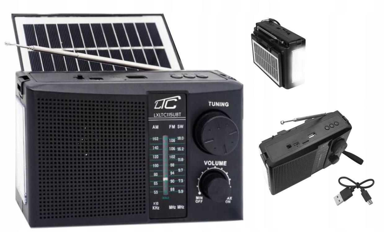 Radio przenośne z panelem solarnym LTC115UBT – Twoje źródło muzyki w każdej sytuacji