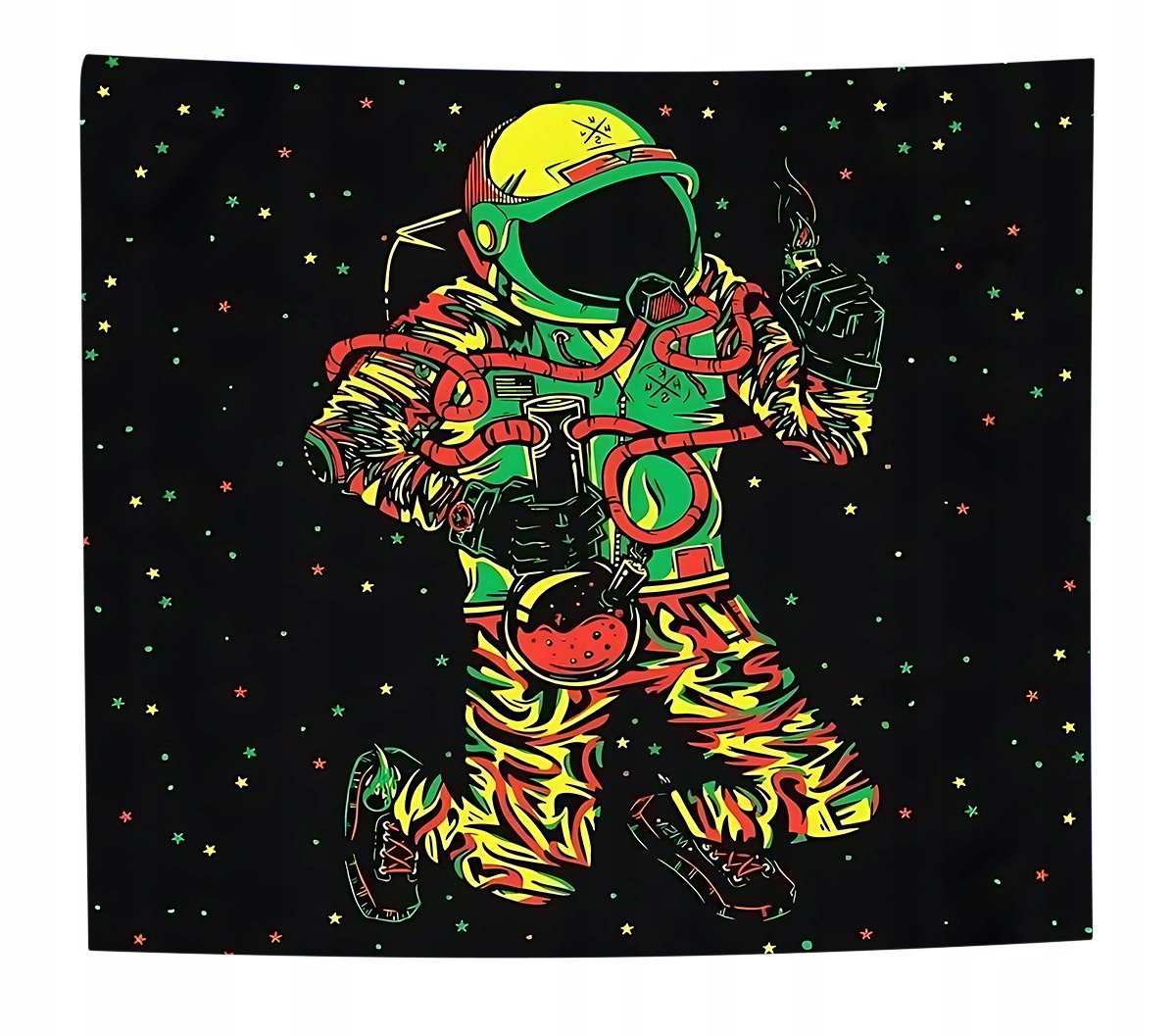 Dekoracja ŚCIENNA UV OBRAZ Fluorescencyjny GOBELIN ODBLASK 150cm Kosmonauta