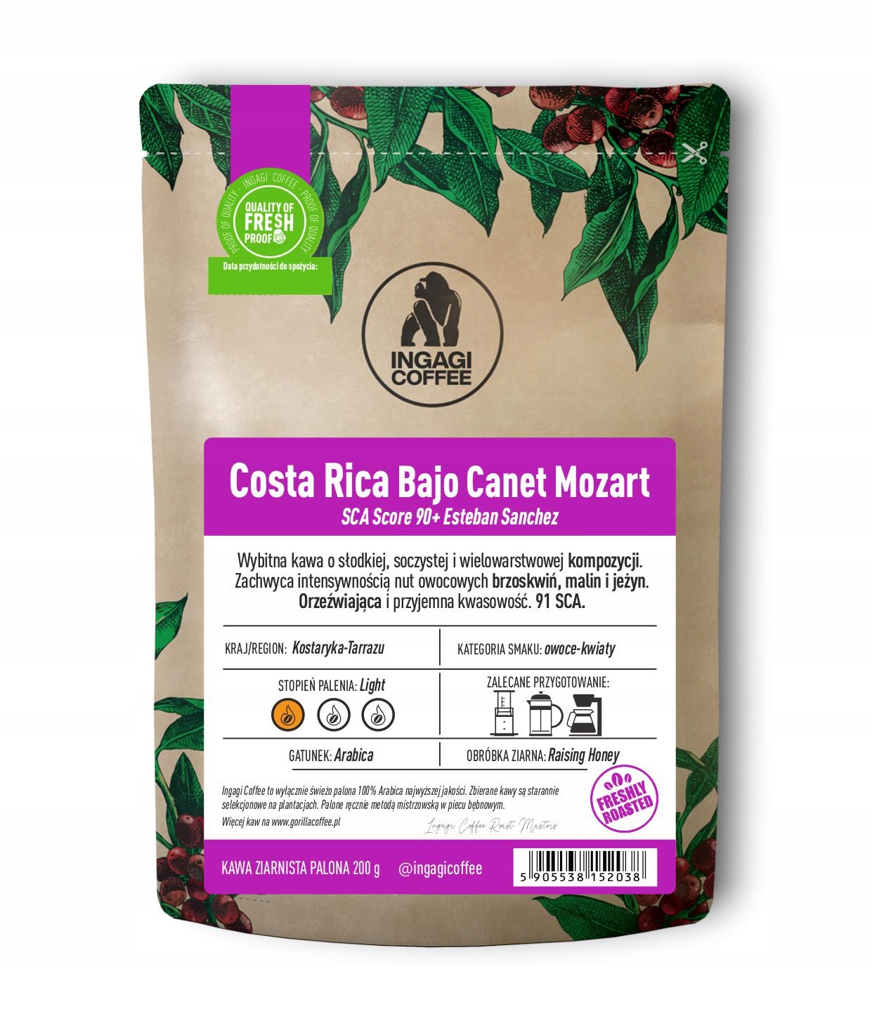 Kawa ziarnista Kostaryka Bajo Canet Mozart 100 g – Wyjątkowy smak z serca Kostaryki