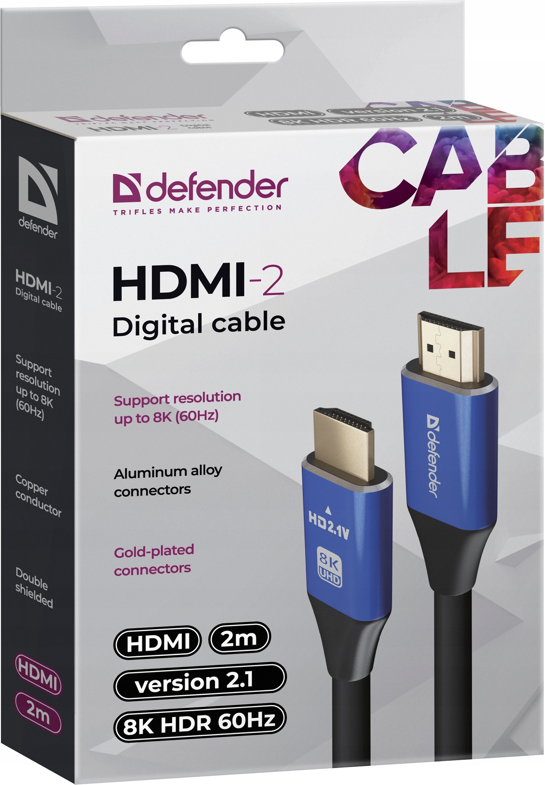 Kabel HDMI-HDMI Defender 2m v2.1 – Wysoka jakość i nowoczesne technologie