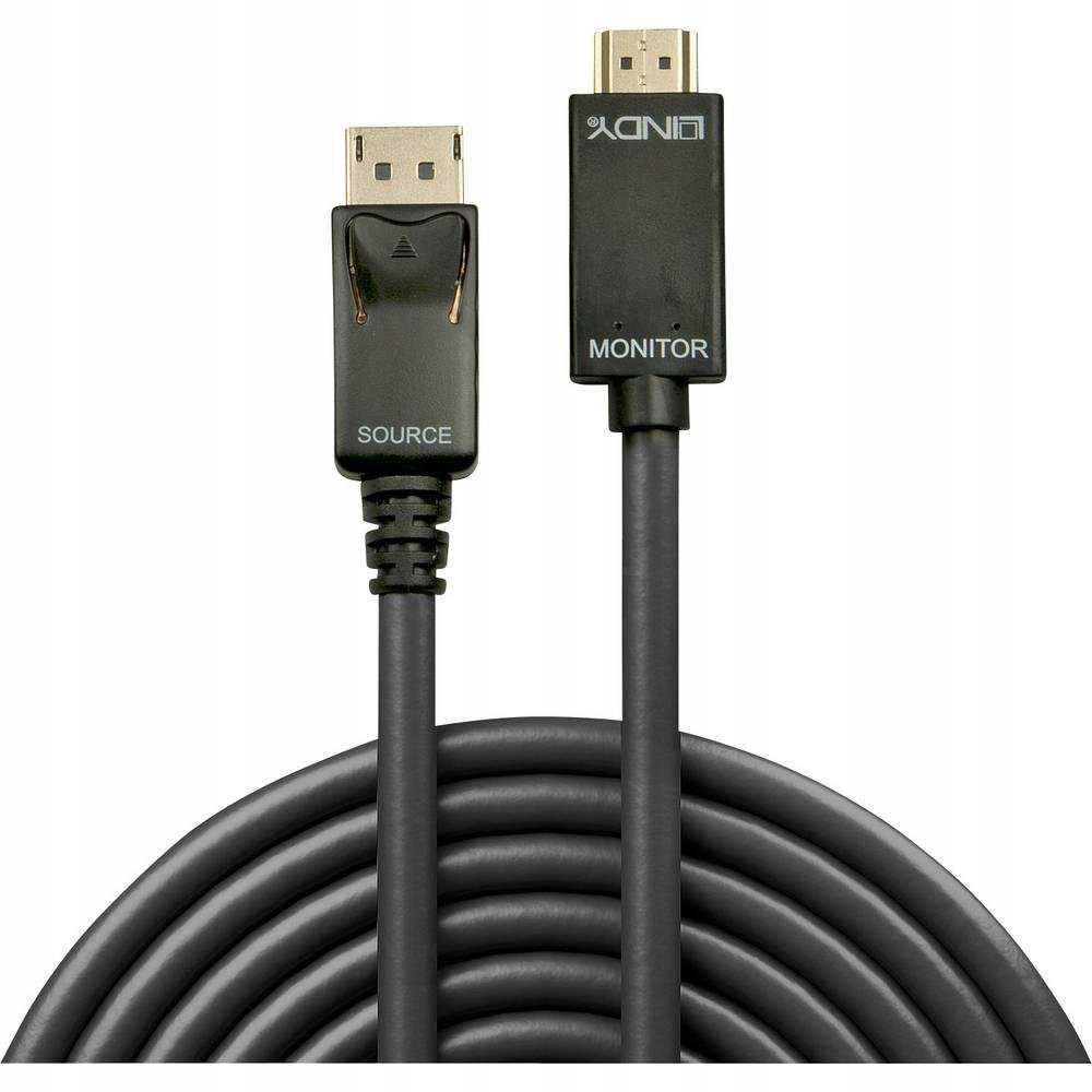 Kabel DisplayPort - HDMI 0.5m czarny Lindy 36920 – Idealne połączenie dla Twojego komputera