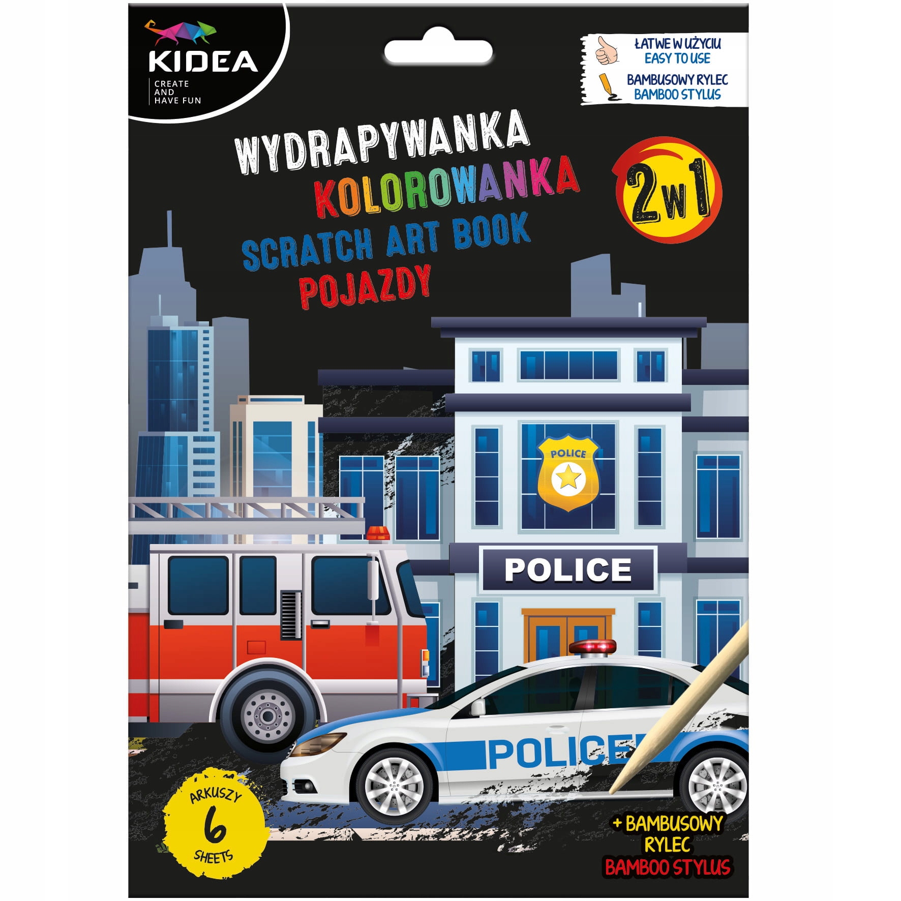 WYDRAPYWANKA MALOWANKA 180X260 6K POJAZDY KIDEA – Kreatywna zabawa dla dzieci