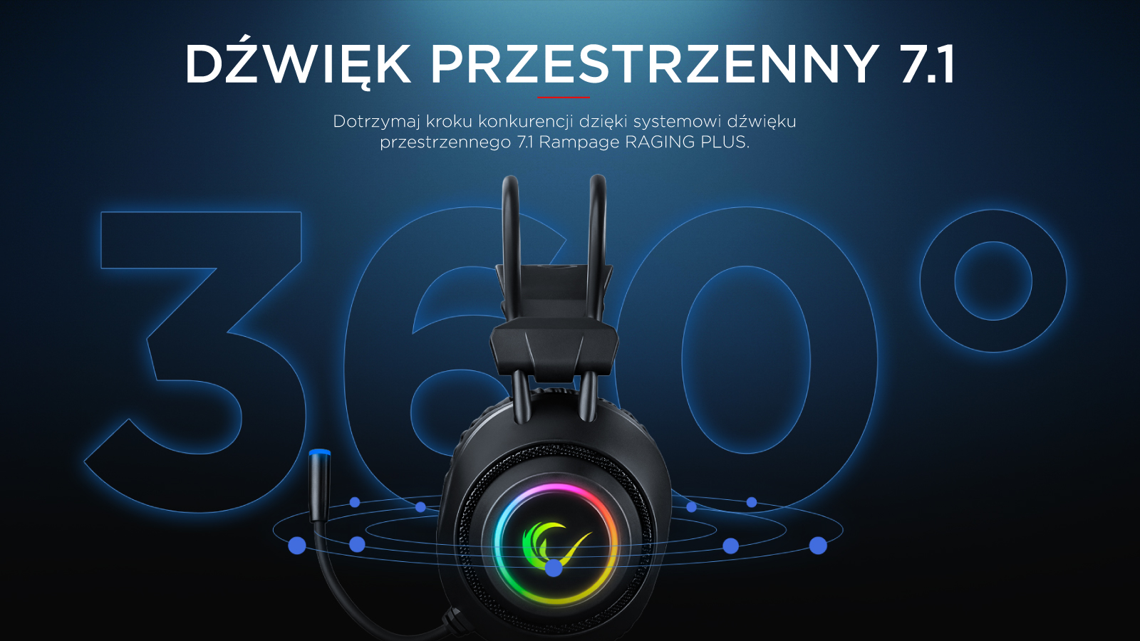 przewodowe,  gamingowe słuchawki z mikrofonem, dźwięk przestrzenny 7.1