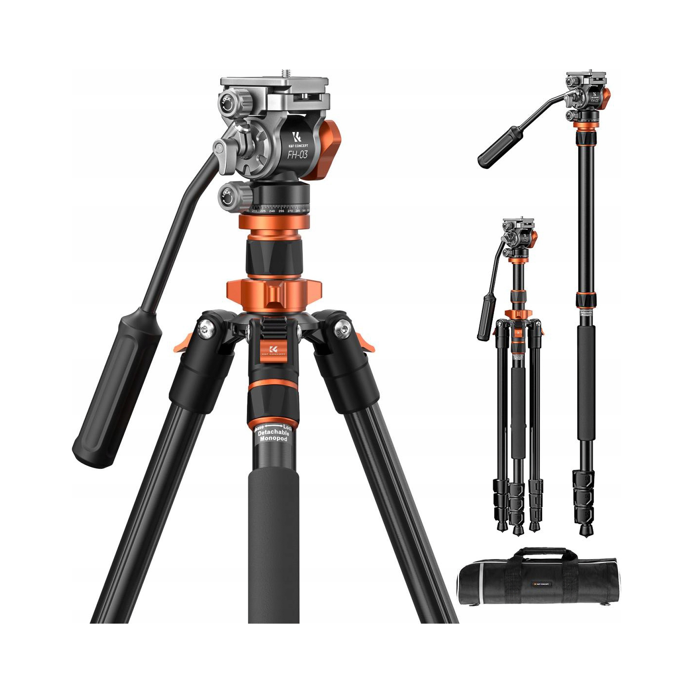 Statyw video K&F Concept K234A7 z głowicą olejową FH-03 – Idealny wybór dla filmowców