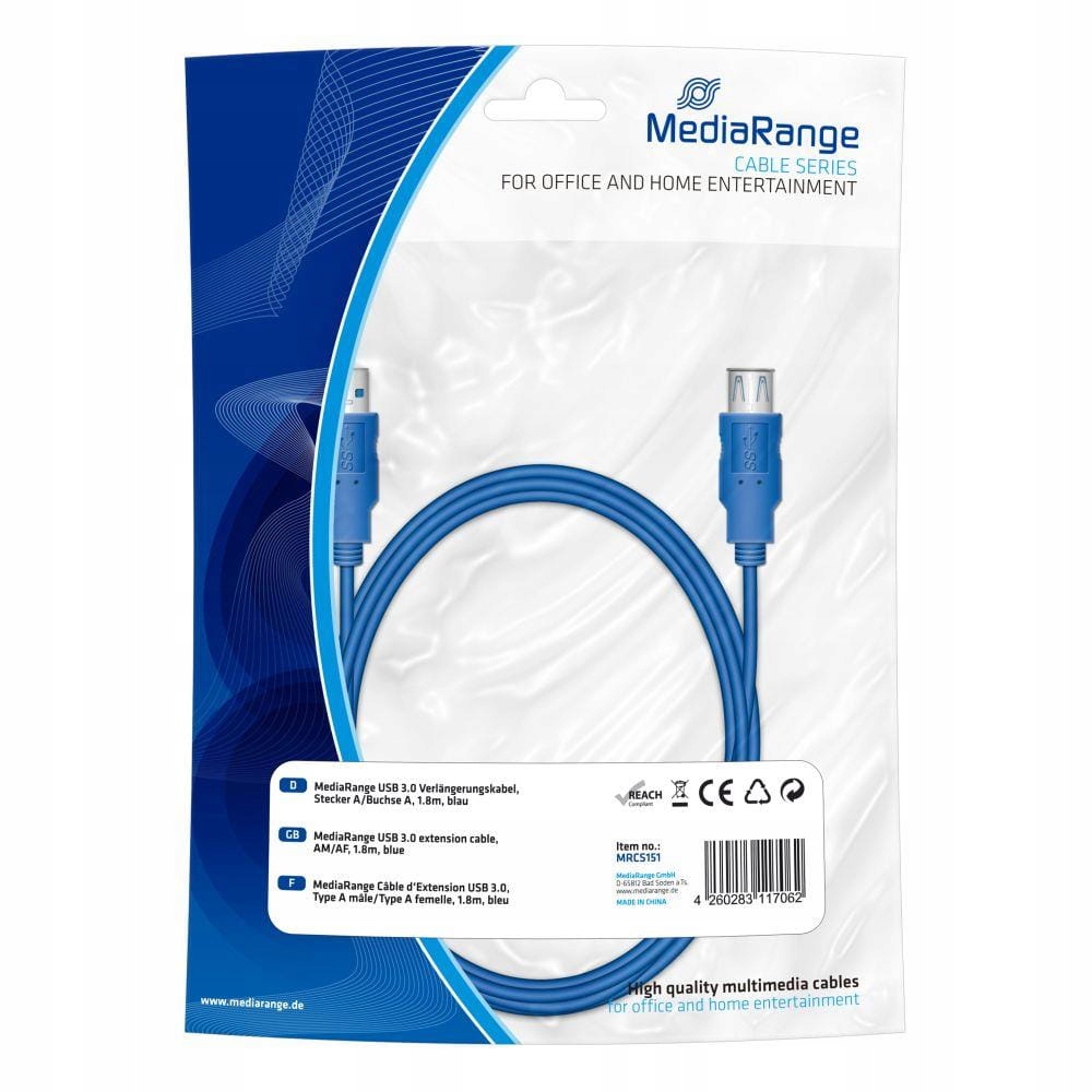 Kabel USB-A - USB-A 1.8 m Niebieski (MRCS151) – Wysoka jakość połączeń