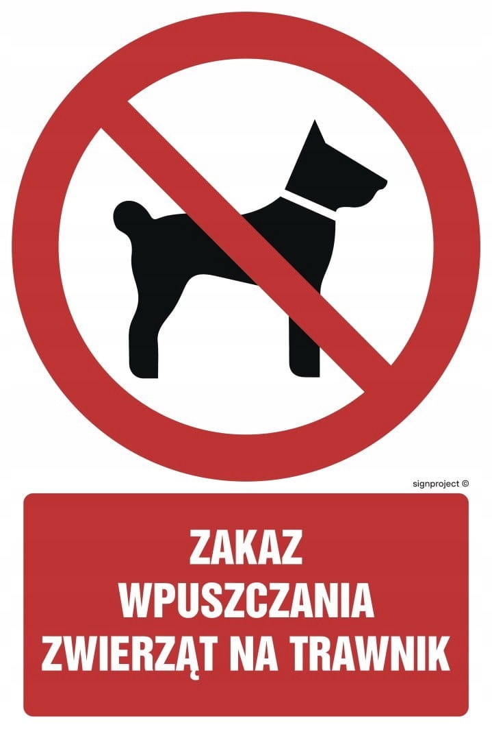 Znak GC066 - Zakaz wpuszczania zwierząt na trawnik 300x450 mm