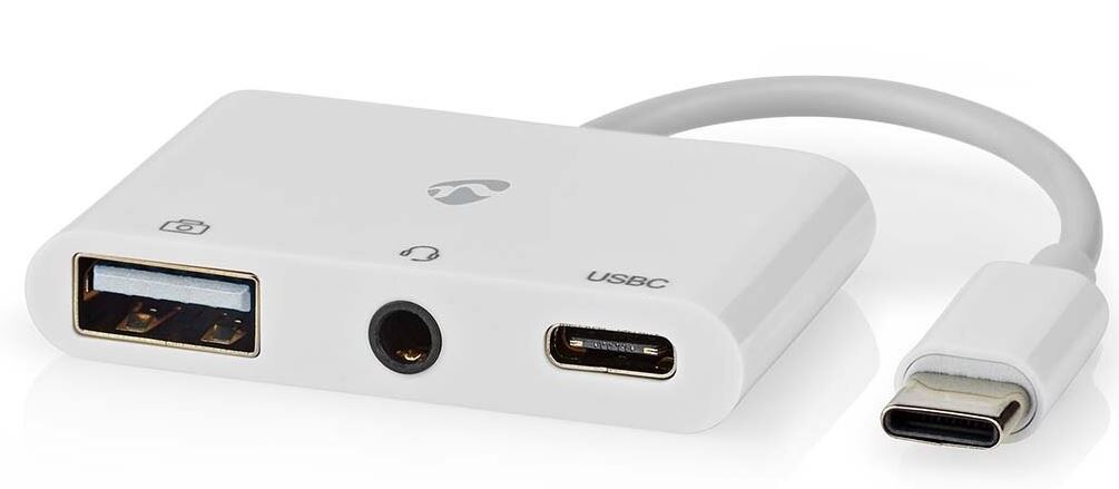 HUB USB Nedis CCGB64790WT01 – Stacja dokująca USB 2.0 Type-C w kolorze białym