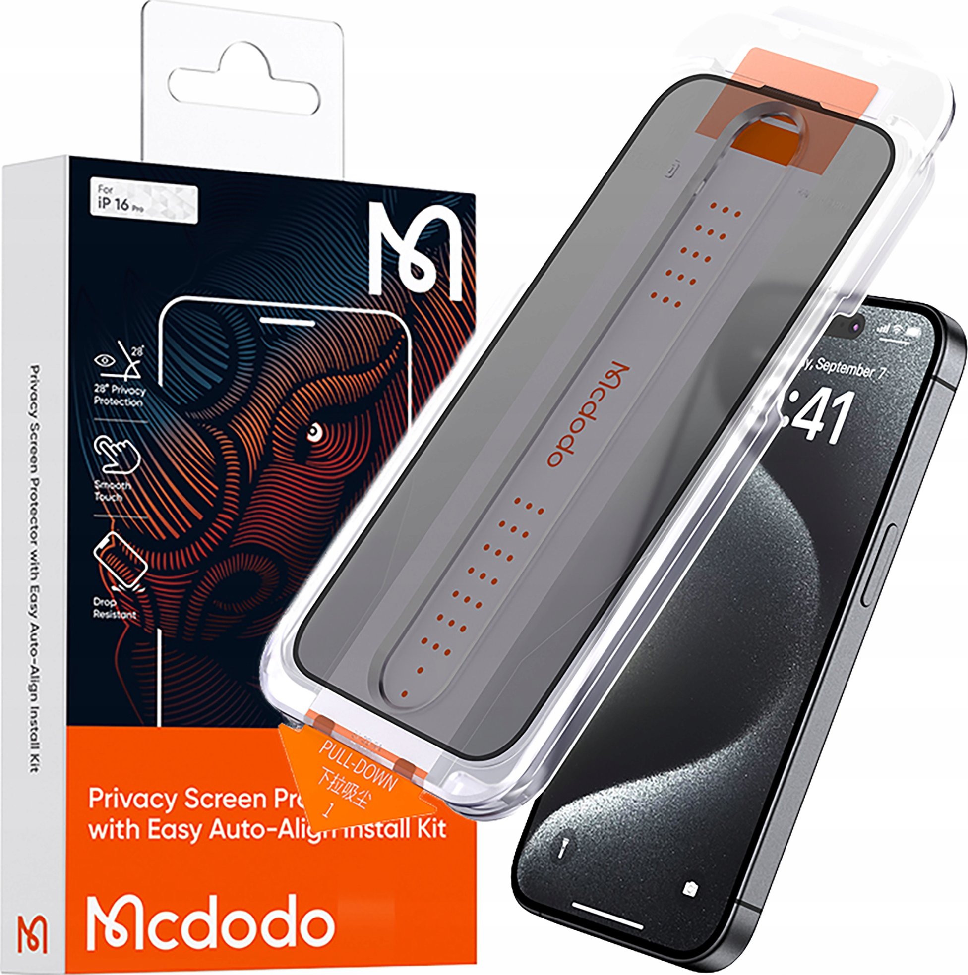 MCDODO EZ PASTE SZKŁO HARTOWANE PRYWATYZUJĄCE SZYBKA DO IPHONE 16 PLUS – Ochrona Twojego iPhone'a