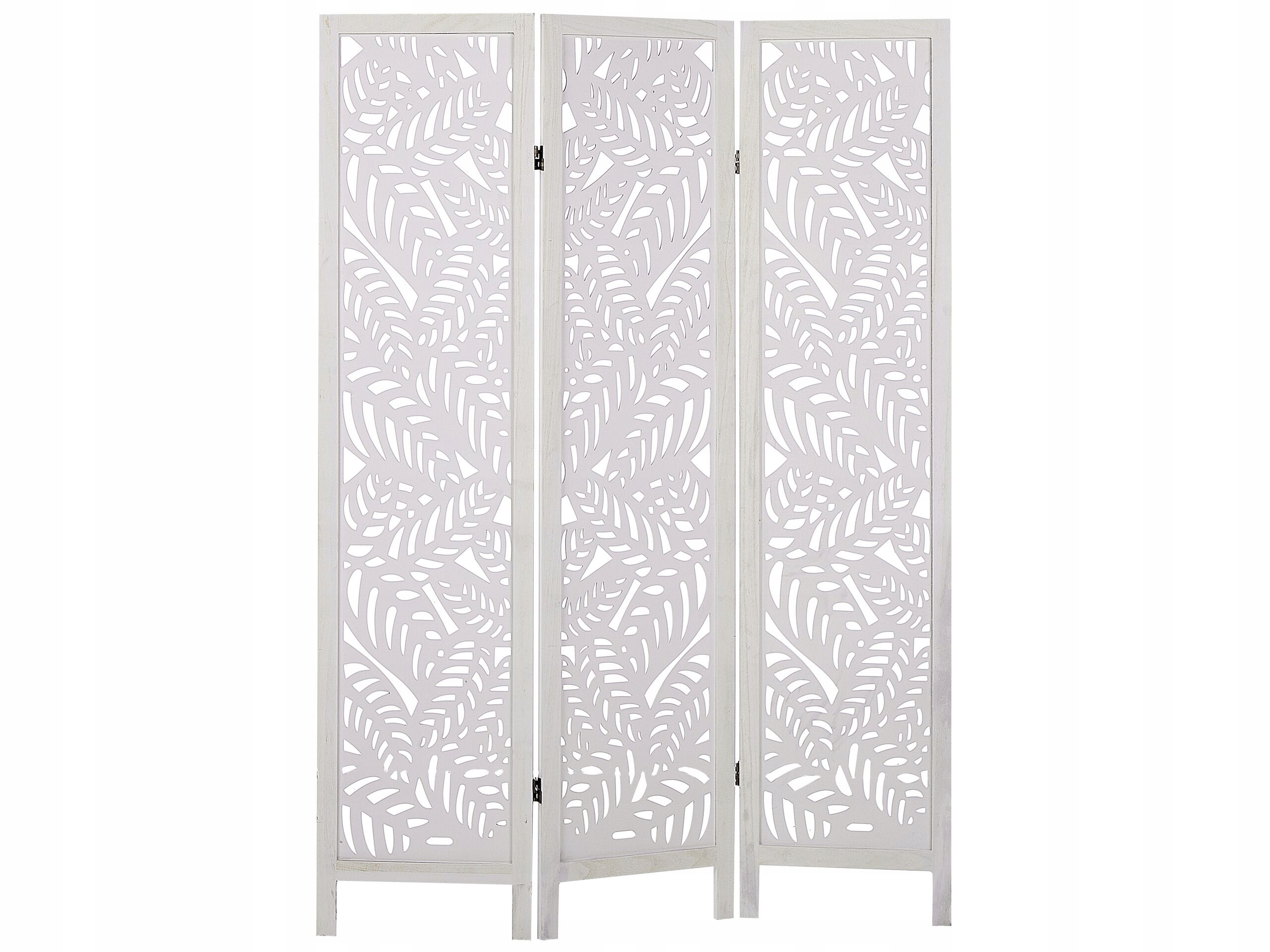 3-panelowy składany parawan pokojowy drewniany 170 x 122 cm biały MELAGO – Styl i funkcjonalność w Twoim wnętrzu