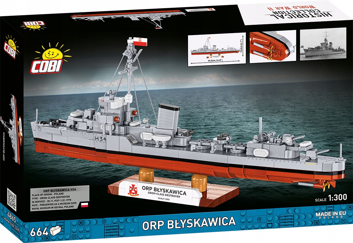 Klocki COBI 4865 ORP Błyskawica – Historyczny model polskiego niszczyciela