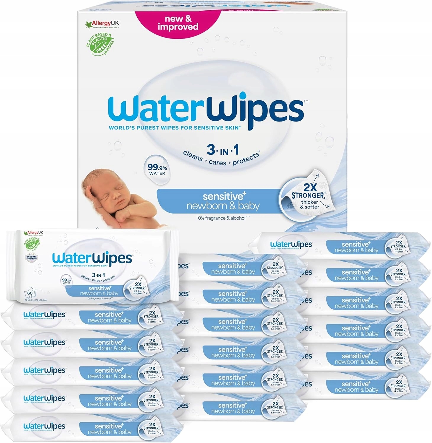 Chusteczki nawilżane WATERWIPES 3in1 Sensitive+ Newborn & Baby – Idealne dla delikatnej skóry niemowląt