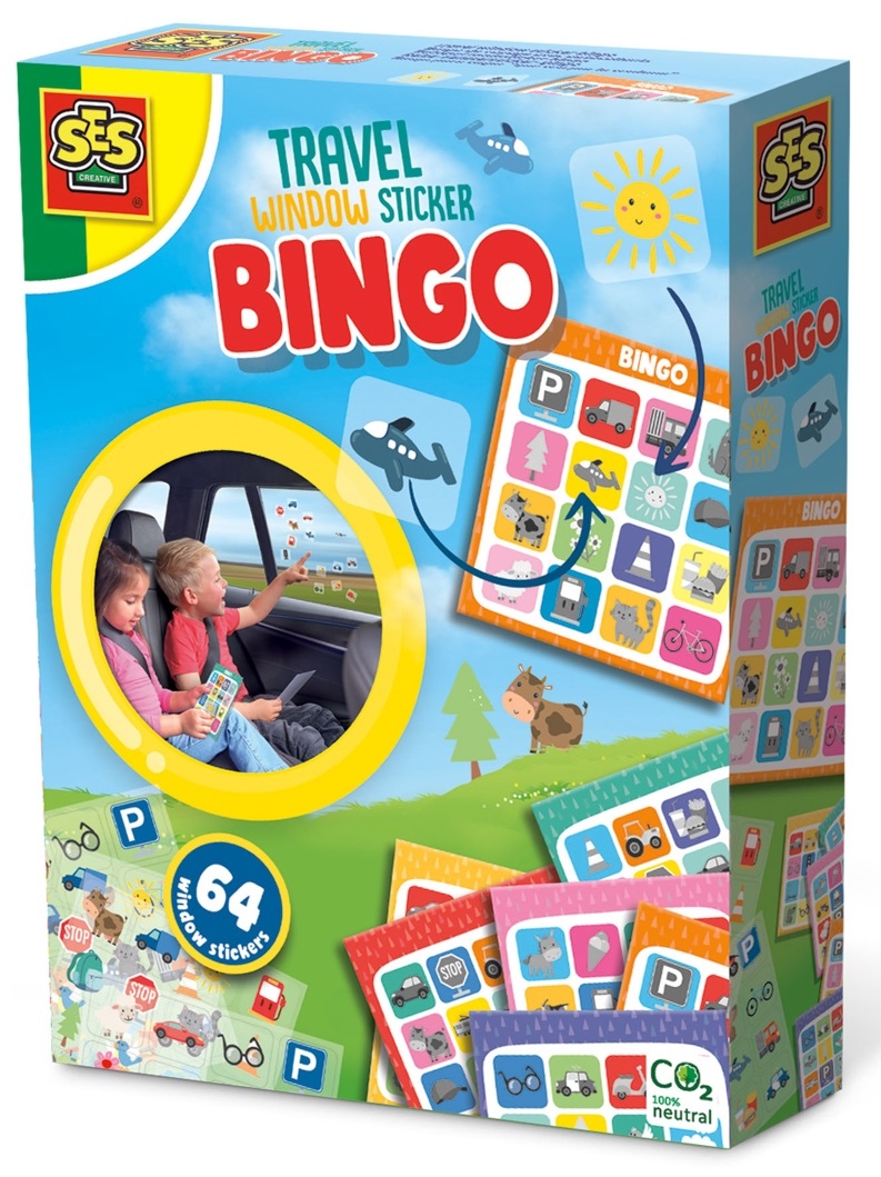 SES Creative Bingo podróżne naklejki na szybę – Zabawna gra w podróż