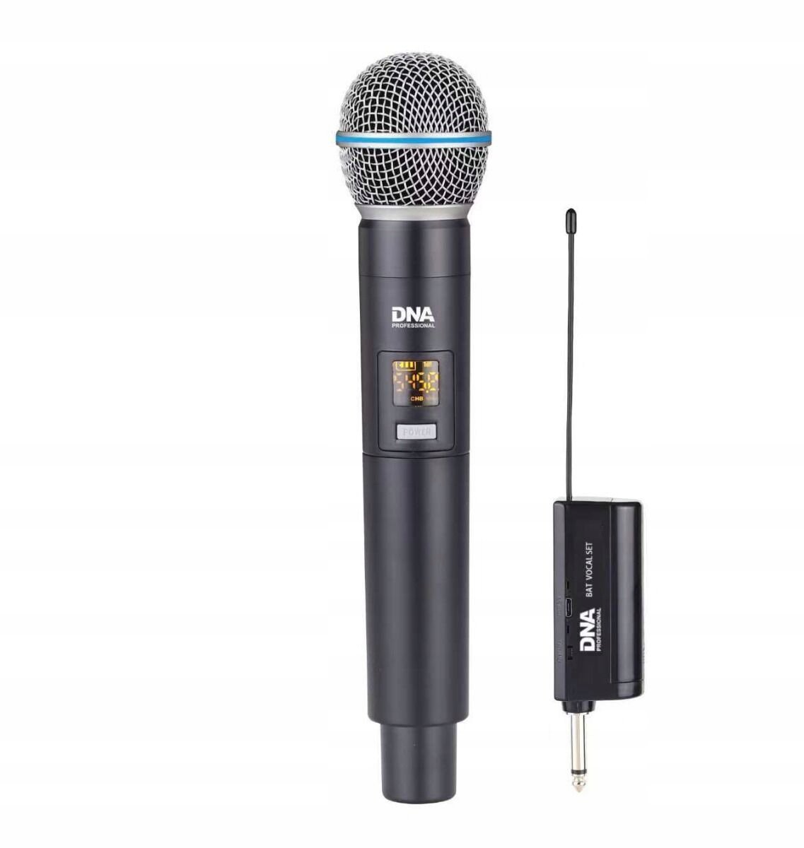 Akumulatorowy mikrofon doręczny z odbiornikiem UHF