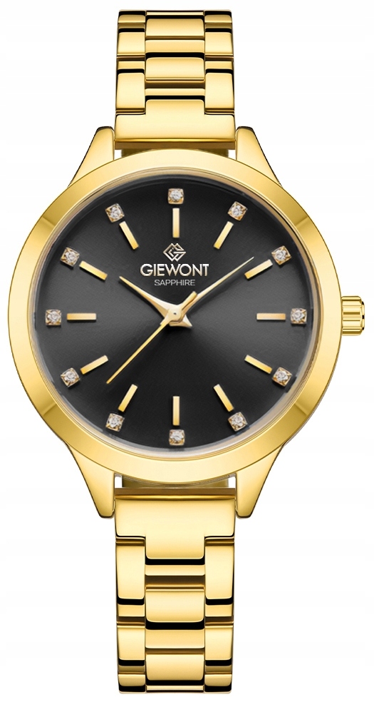 Zegarek Damski Giewont Sapphire Złoto Czarny GW2720-B3 – Elegancja na każdą okazję
