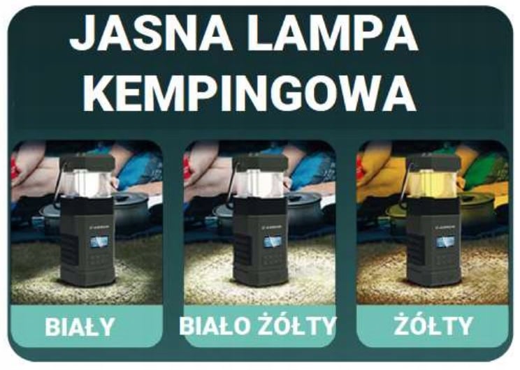 Wysuwana lampa kempingowa z regulacją barwy światła