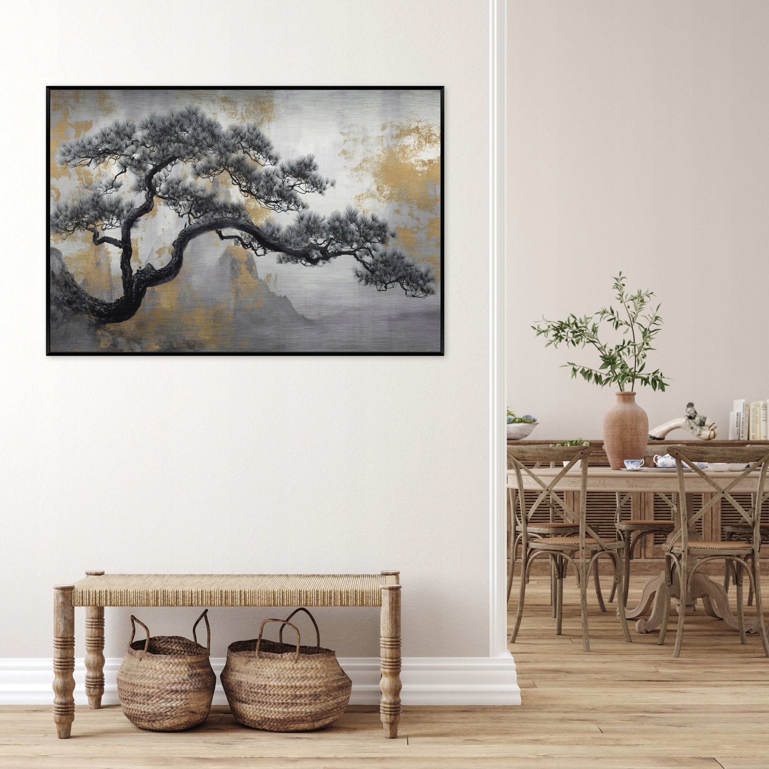 Obraz W Ramie Na Metalu Drzewo Abstrakcja Do Sypialni Salonu 120x80 – Nowoczesna Dekoracja Wnętrz