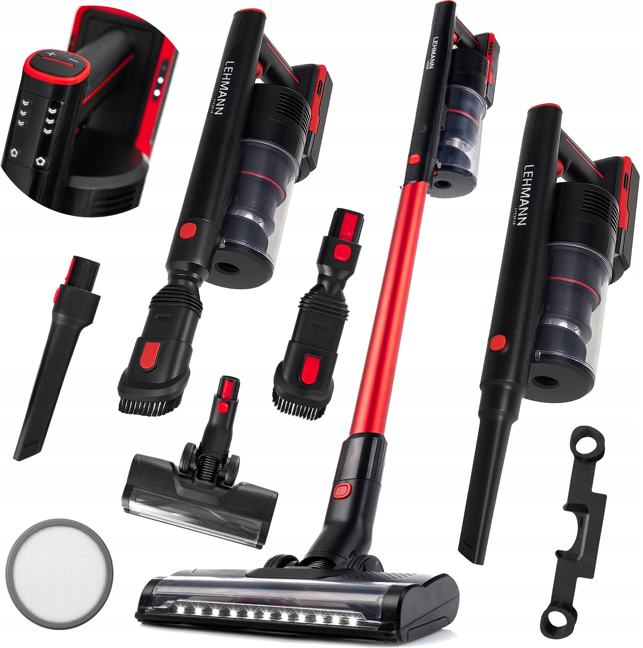 ODKURZACZ PIONOWY BEZPRZEWODOWY RĘCZNY LEHMANN BEZWORKOWY AKUMULATOROWY LED