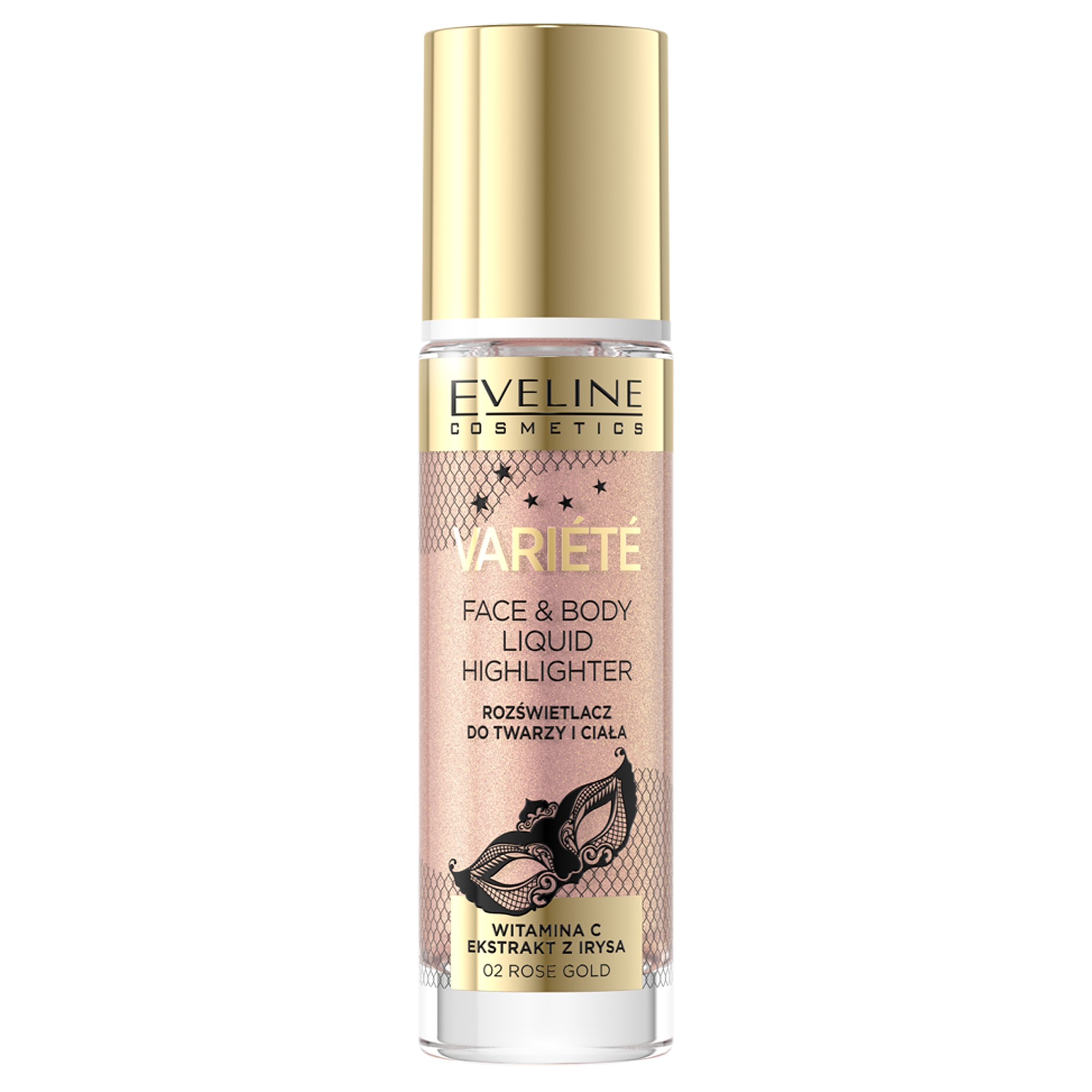 Eveline Variete Liquid Highlighter – Płynny rozświetlacz do twarzy i ciała 02 Rose Gold