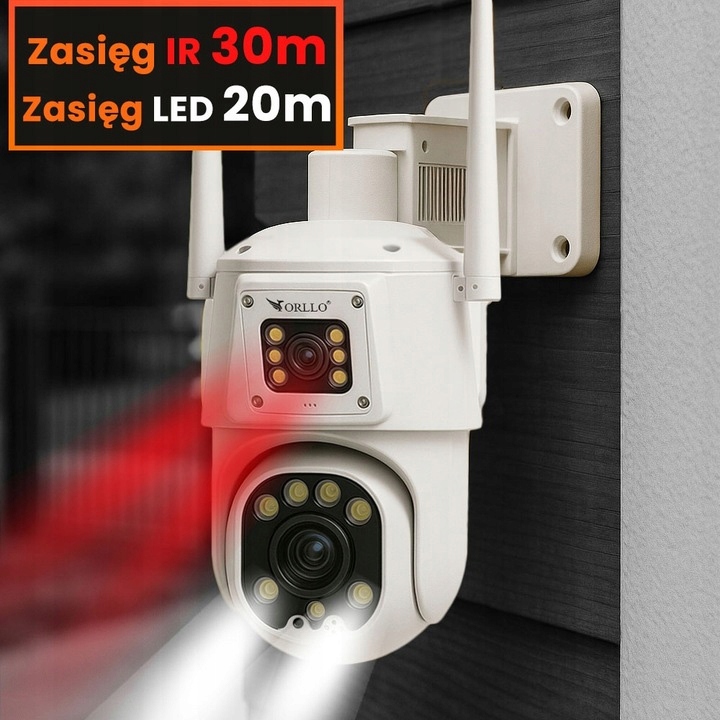 Kamera WiFi IP na Kartę SIM 4G Zewnętrzna Obrotowa 2 Obiektywy ORLLO TZ8 4K*