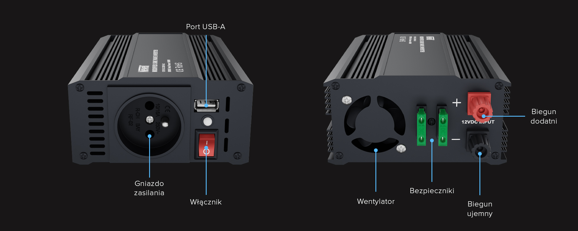 Przetwornica napięcia Newell z modyfikowaną sinusoidą - 12 V _ 230 V, 500 W