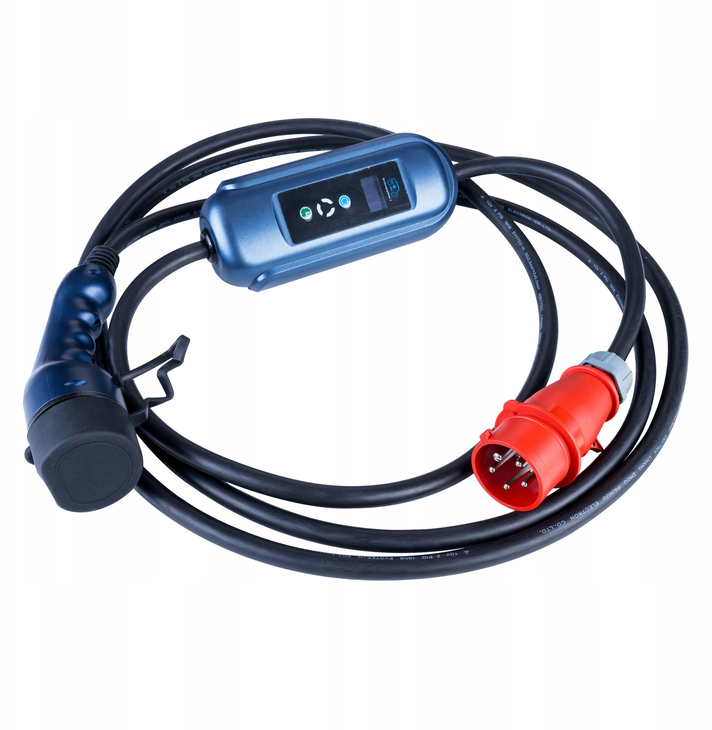 Ładowarka do samochodów elektrycznych AK-EC-22 CEE 5pin / Type2 LCD 3-fazy 32A 22kW 5m – Szybkie i efektywne ładowanie