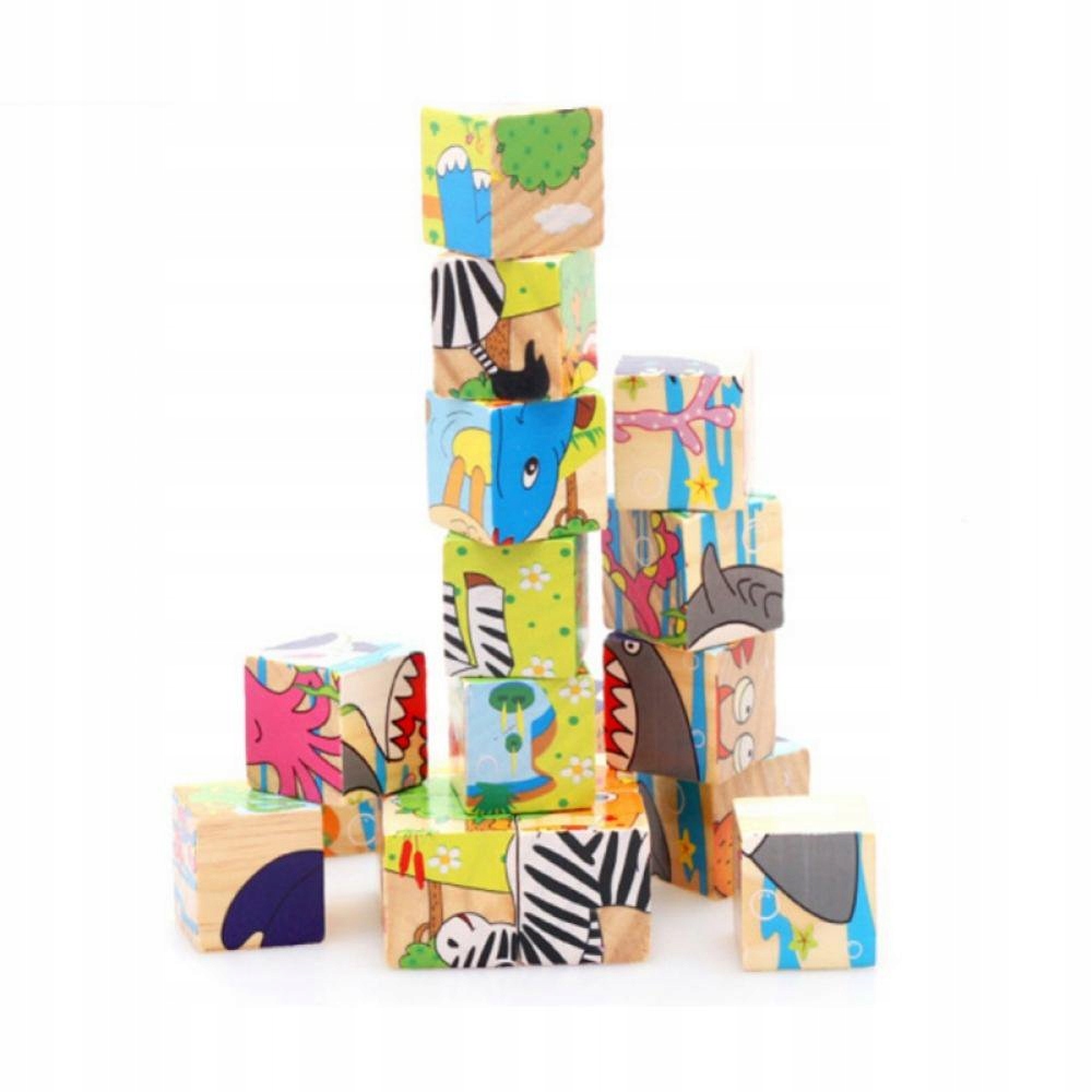 Klocki Drewniane Puzzle Układanka Zwierzęta 6w1 – Idealna zabawa dla Twojego dziecka