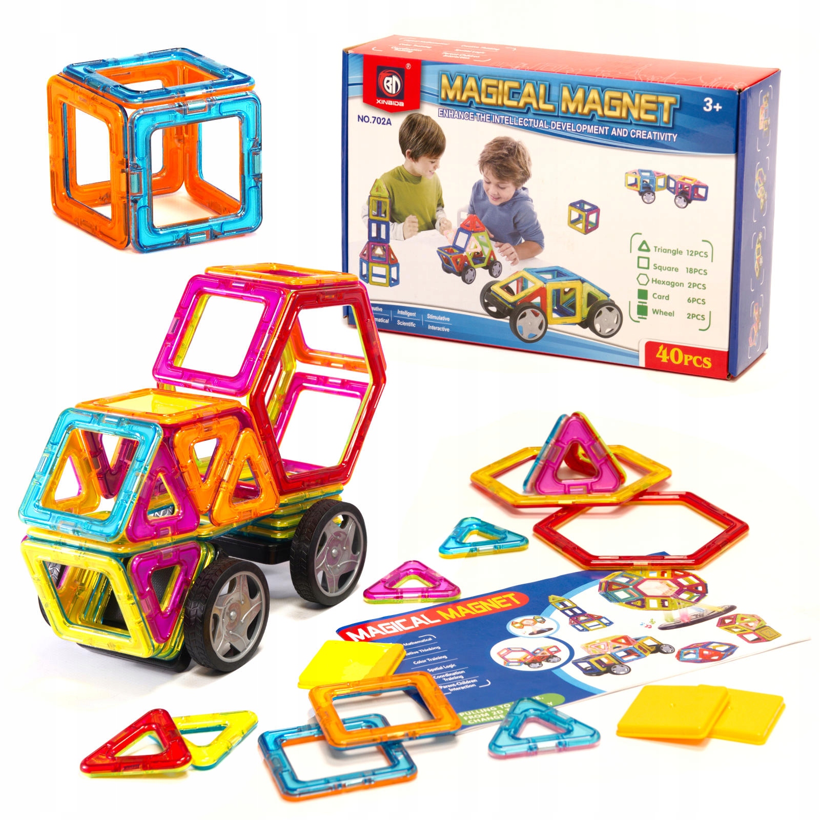 Klocki magnetyczne MAGICAL MAGNET 40SZT – Kreatywna zabawa dla najmłodszych