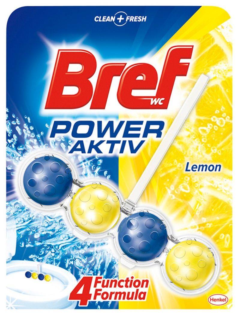 Bref Power Aktiv Zawieszka do WC Lemon 50g – Skuteczne czyszczenie i odświeżenie