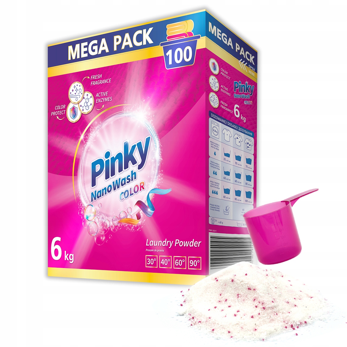 Proszek do prania tkanin kolorowych 100 prań 6kg - NanoWash Color PINKY