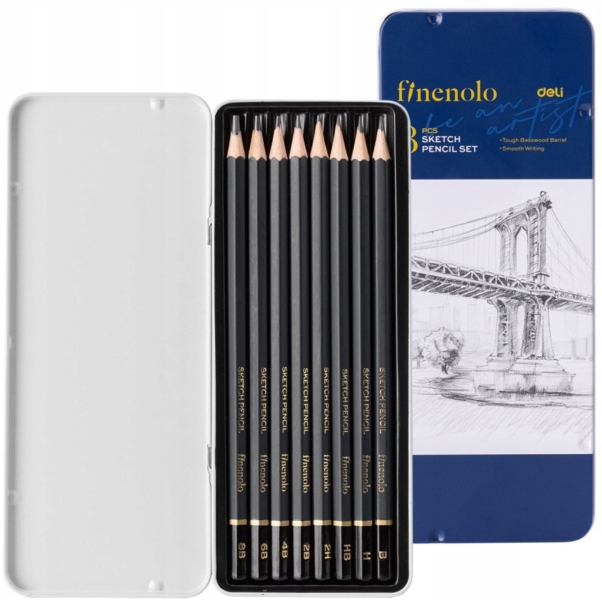 Deli Ołówki do szkicowania Finenolo 8szt – Idealne narzędzie dla artystów