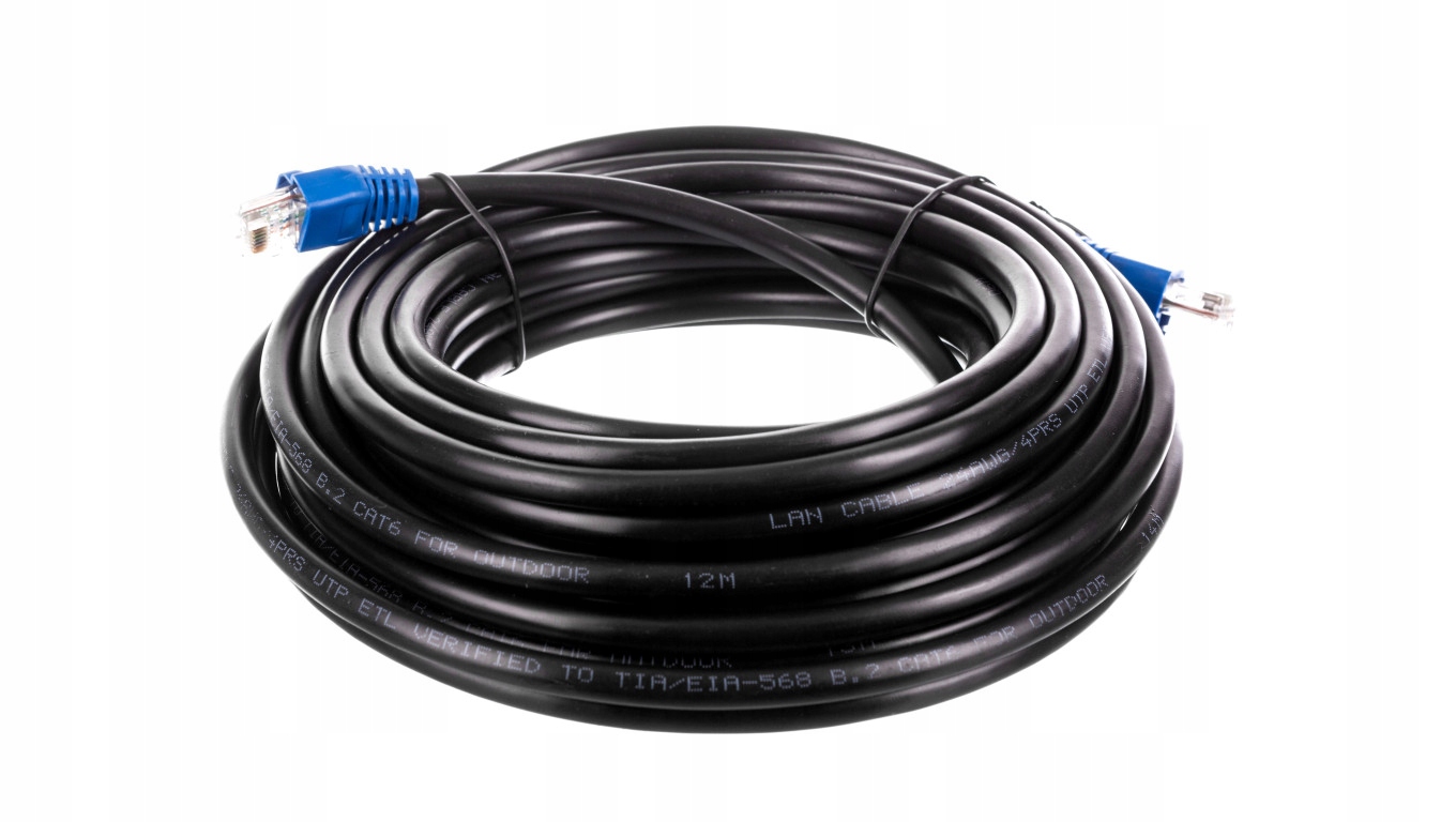Kabel krosowy outdoor patchcord U/UTP kat. 6 CCA czarny 10m (94389) – Idealne połączenie dla Twojej sieci