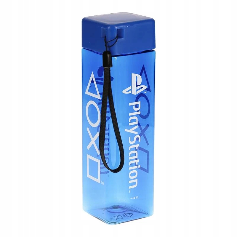 Design inspirowany grami – Niebieska butelka z ikonami PlayStation