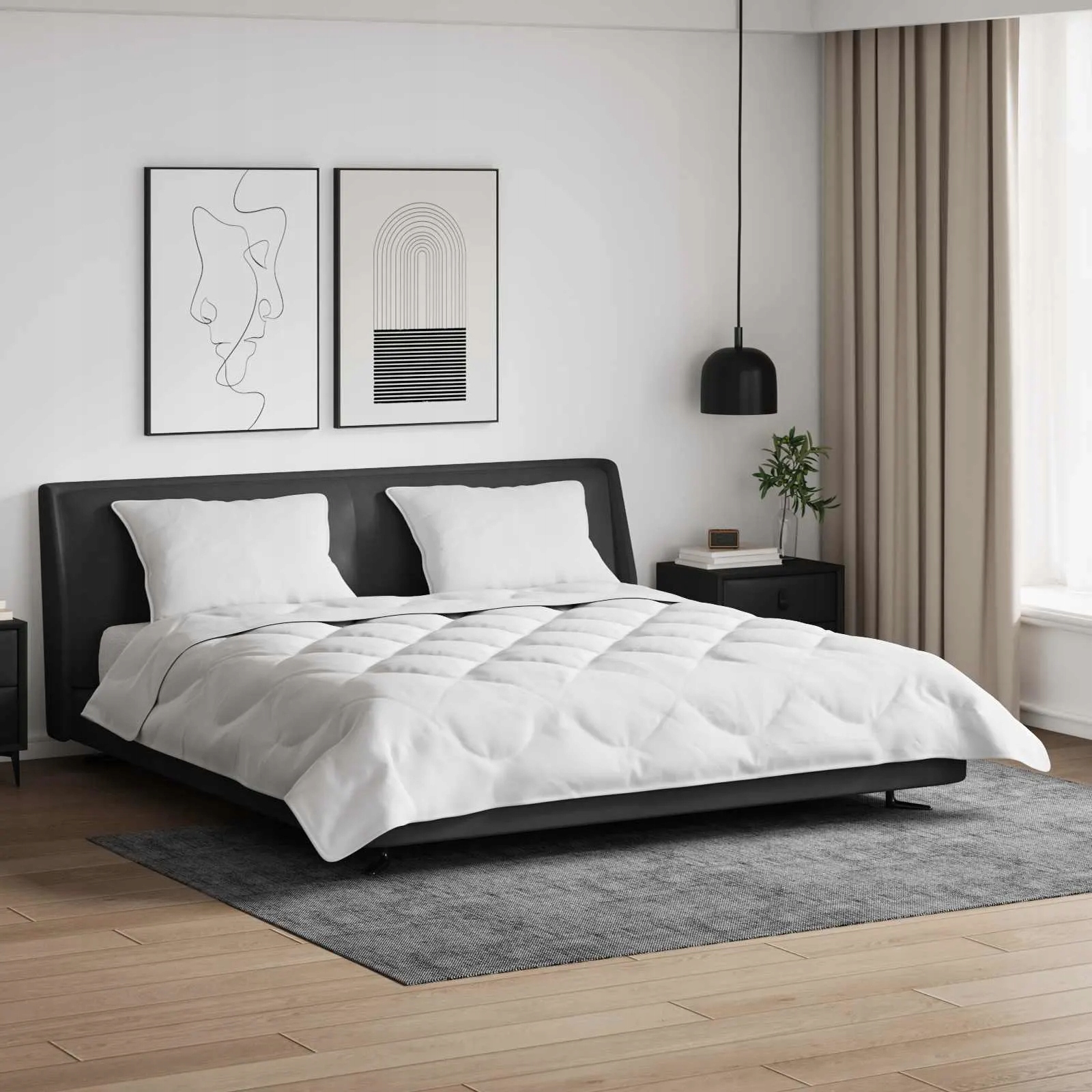 Kołdra z poduszkami Argyle 3 pcs Biały 240 x 220 cm – Elegancja i komfort w Twojej sypialni