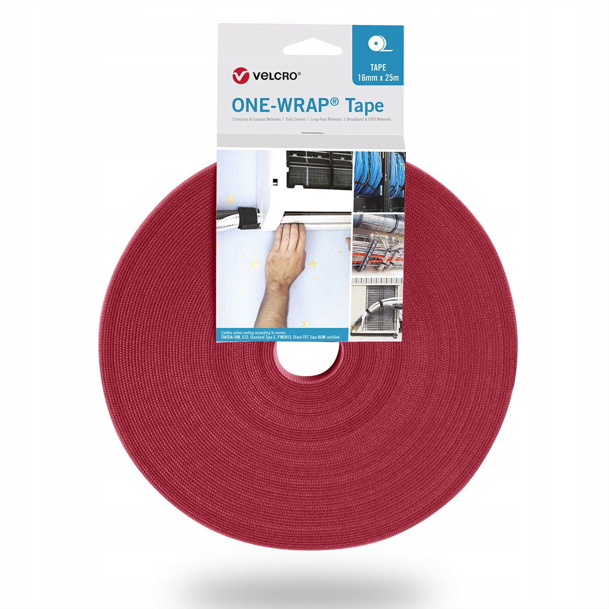 Taśma VELCRO One Wrap 10 mm, czerwona, 25 m – Idealne rozwiązanie do organizacji kabli