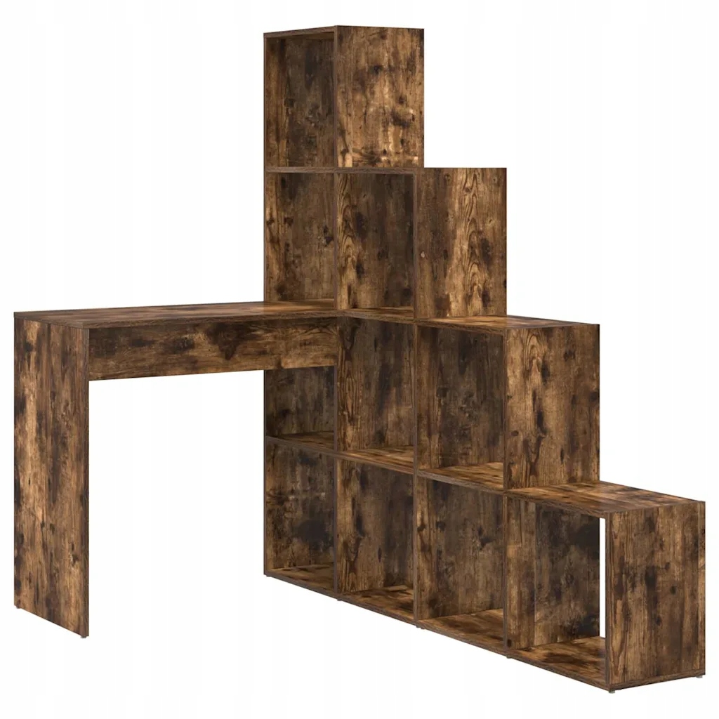 Biurko narożne z półką Wędzony dąb – Idealne rozwiązanie do Twojego biura