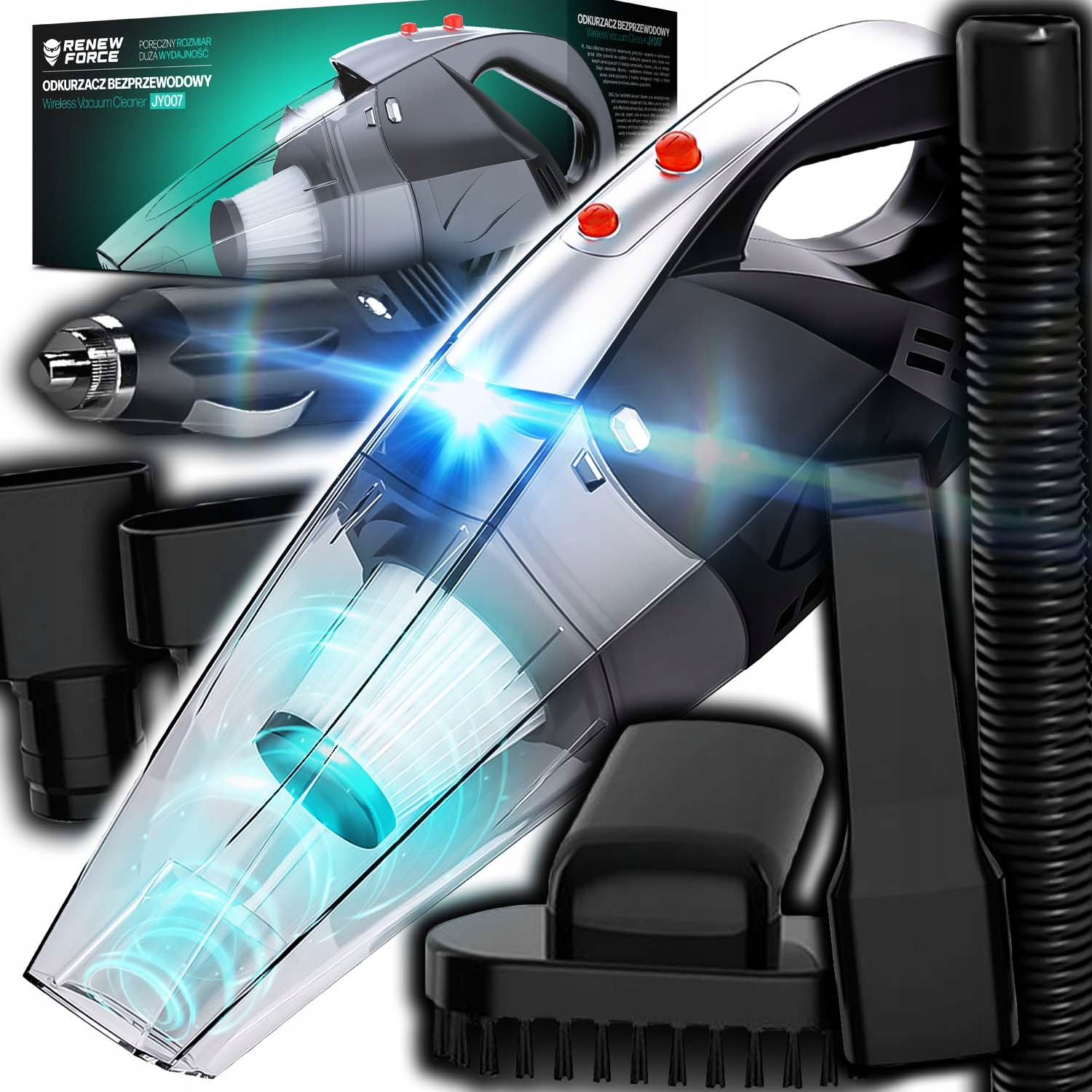 MOCNY Odkurzacz samochodowy z latarką filtr HEPA 12V 120W – Idealne rozwiązanie dla Twojego samochodu