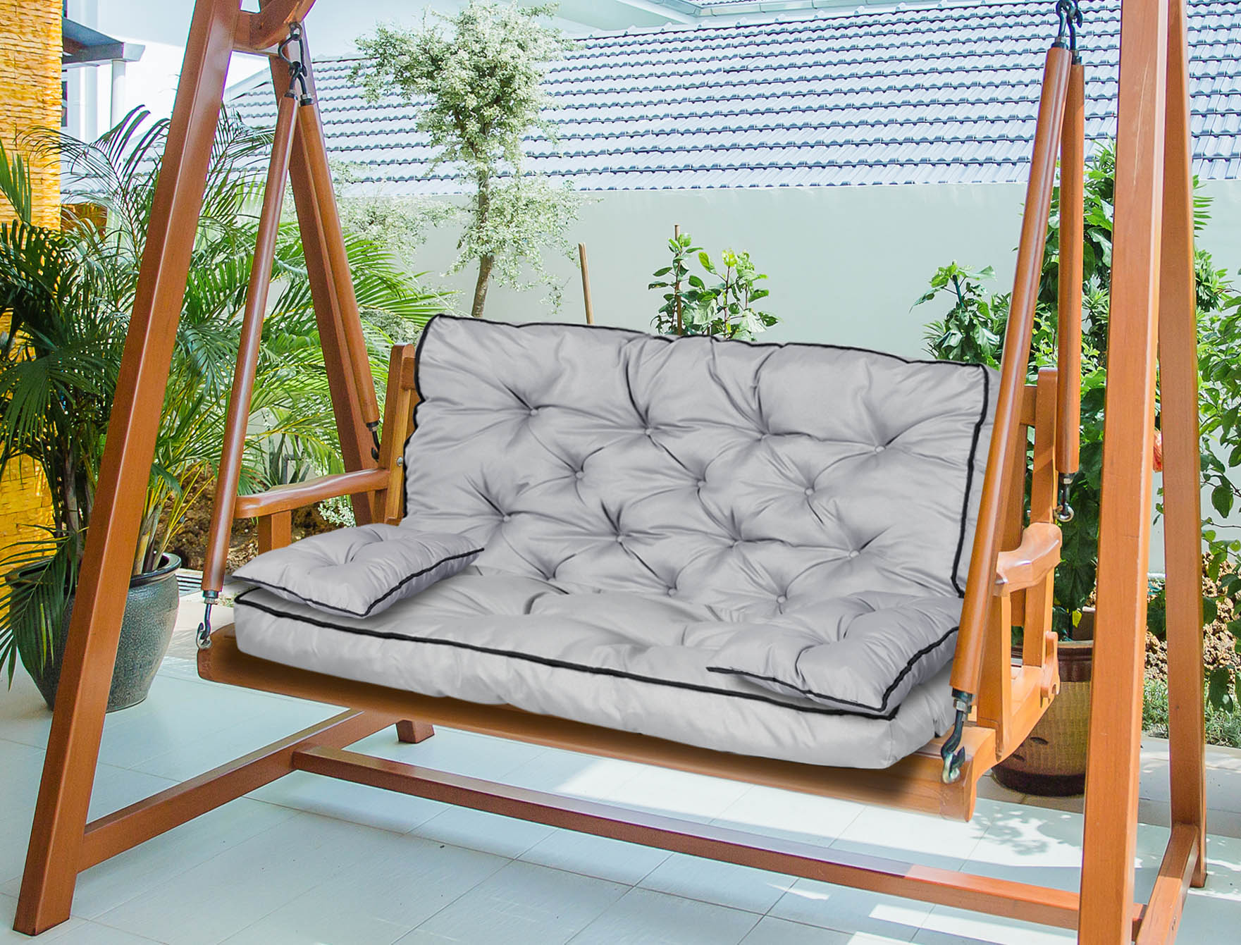 Zestaw ogrodowy wysoki bok z lamówką 100x60x50 cm szary – Komfort i styl w Twoim ogrodzie