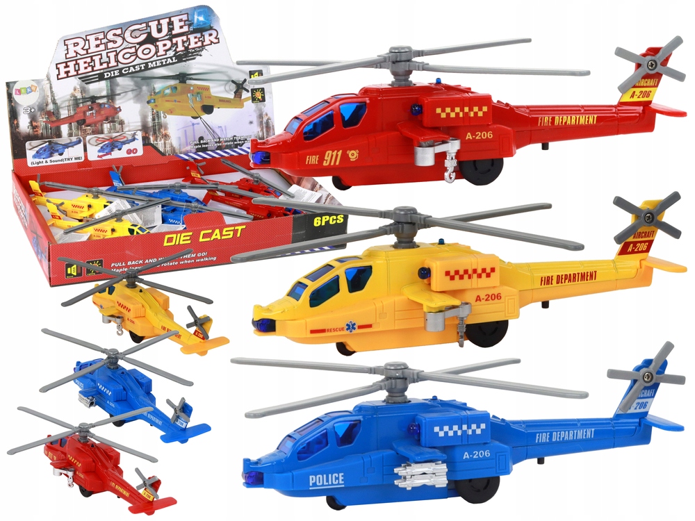 Helikopter Śmigłowiec Aluminiowy Ratunkowy Z Napędem Mix Dźwięk Światła – Fascynująca zabawa dla dzieci