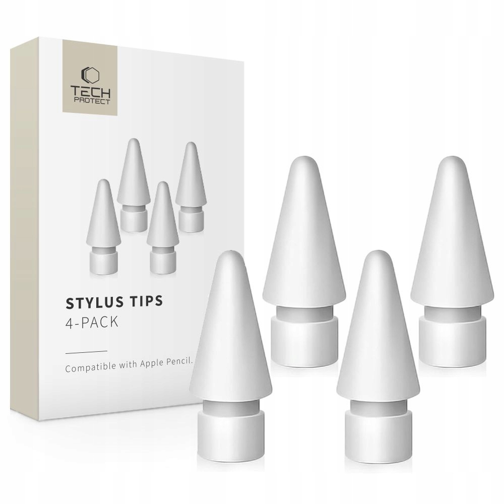 TECH-PROTECT STYLUS TIPS 4-PACK APPLE PENCIL WHITE – Wysoka jakość wymiennych końcówek do rysika