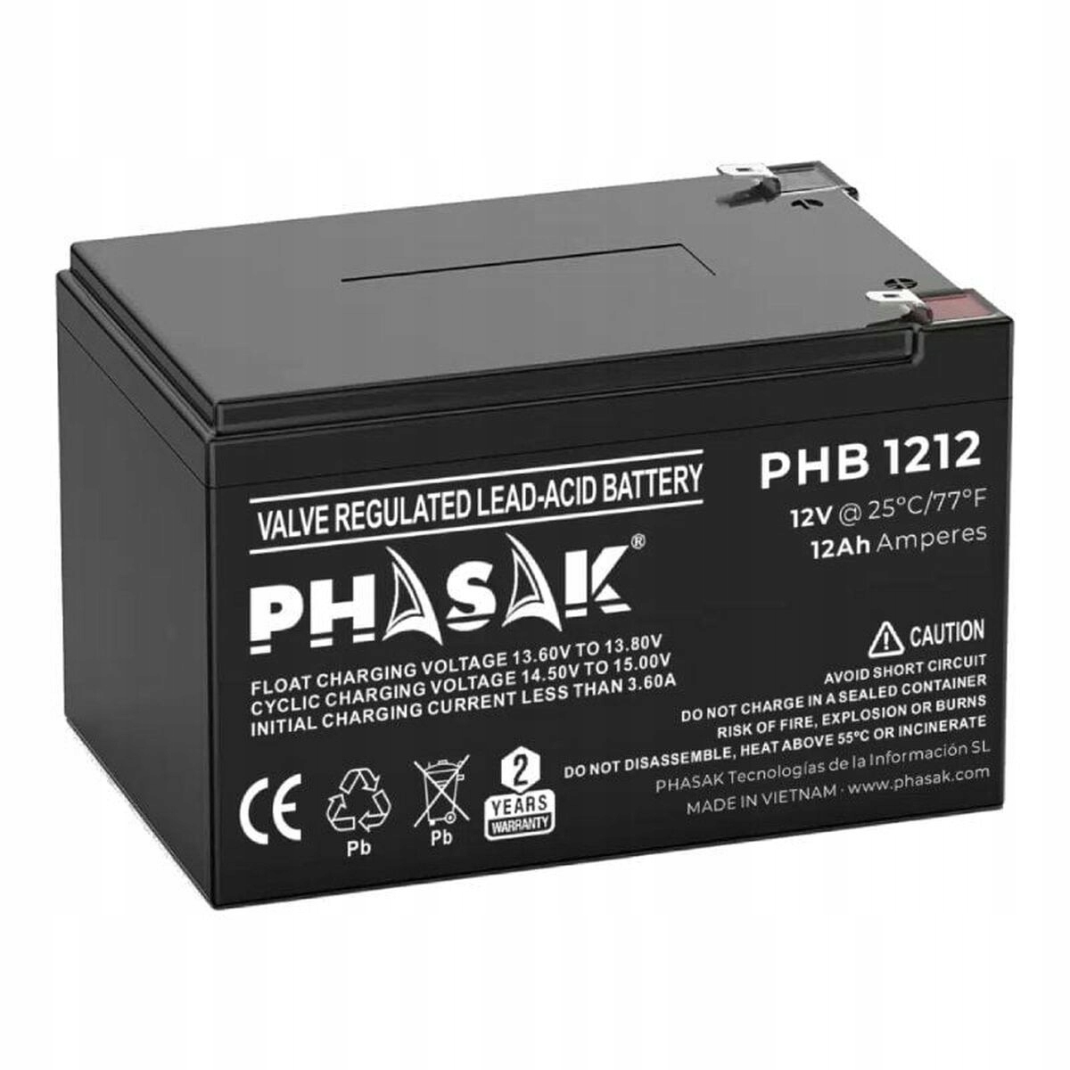 Bateria do Zasilacz awaryjny UPS Phasak PHB 1212 12 Ah 12 V – Niezawodne zasilanie dla Twojego biura