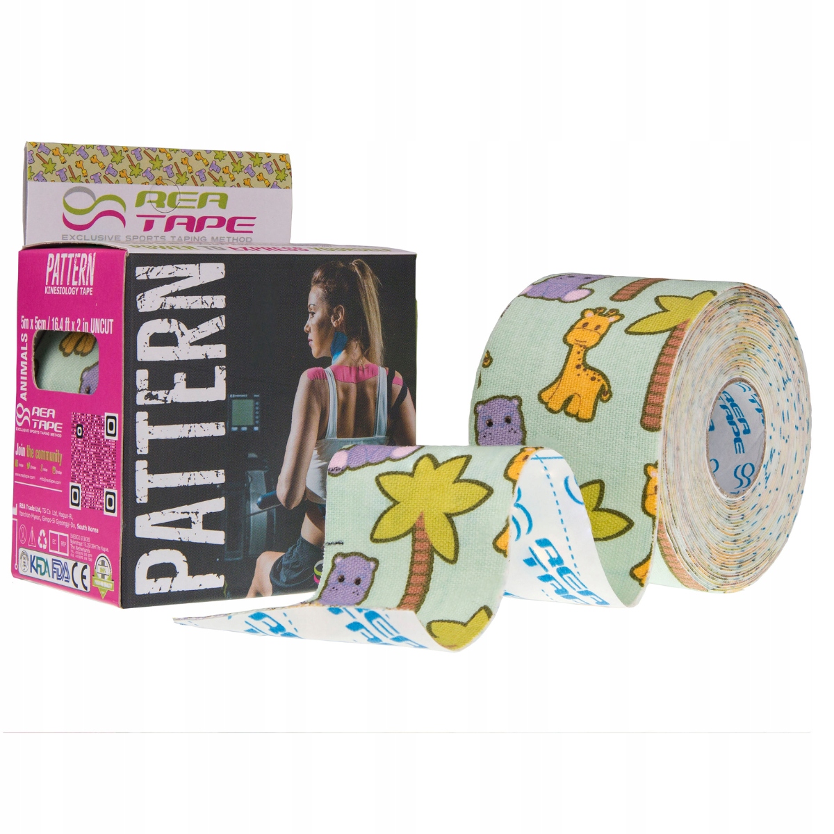 Taśma kinezjologiczna REA TAPE Pattern 5x5cm – Wsparcie w rehabilitacji