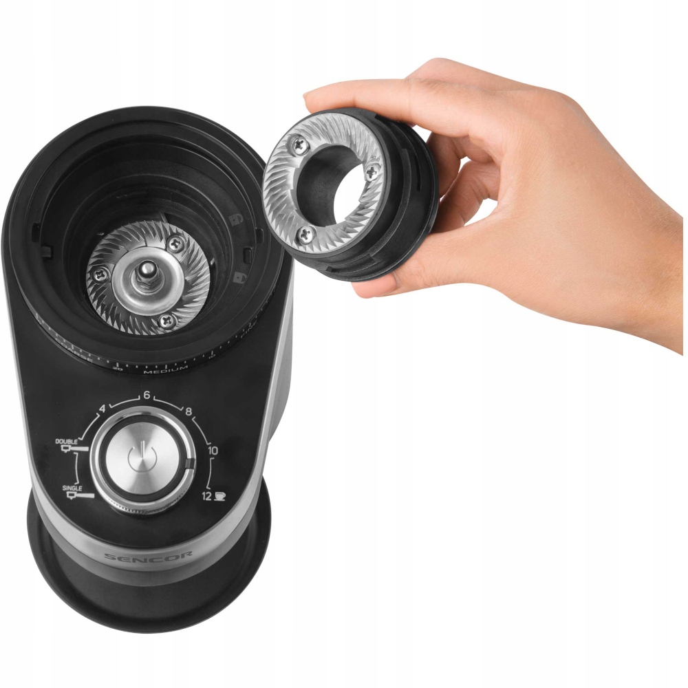 Pojemność i moc – 200 g ziaren i 140 W wydajności