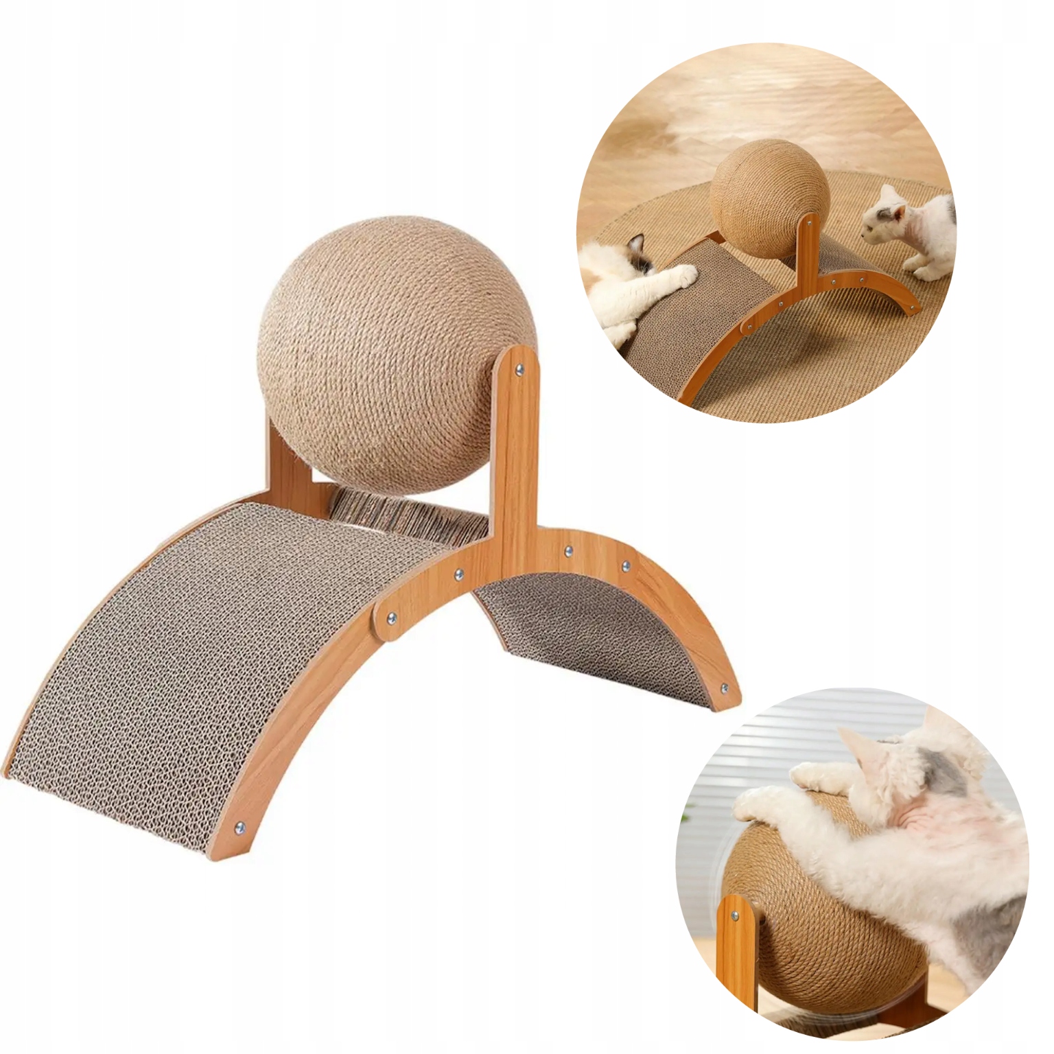 Drewniany Drapak dla Kota Kula 2 w 1 – Idealna zabawka i miejsce do drapania